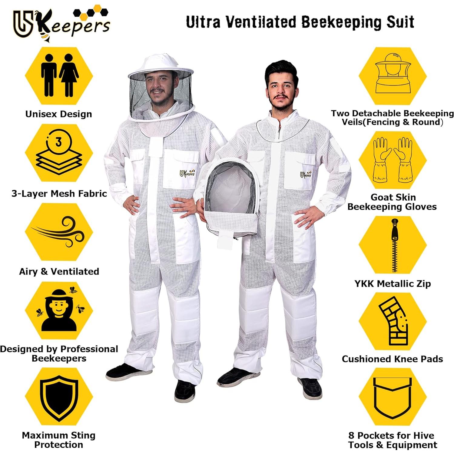 Traje de Apicultura USKeepers XL Ultra Ventilado con Guantes