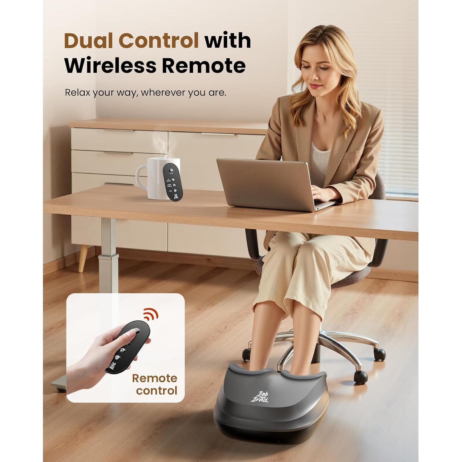 Masajista de Pies Eléctrico BOB Y BRAD con Calor y Control Remoto