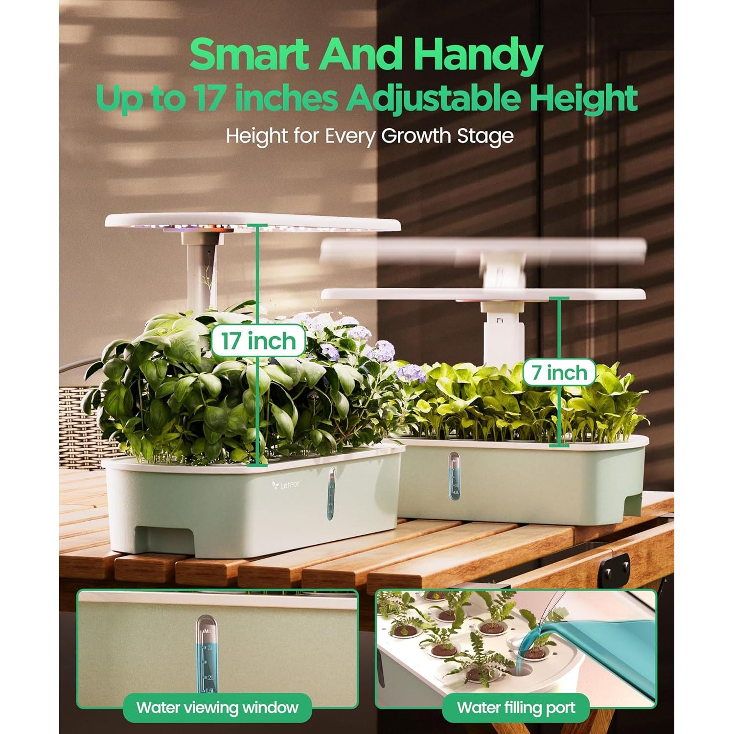 Kit Hidropónico LetPot IGS-61 con Luz LED 24W y 10 Macetas