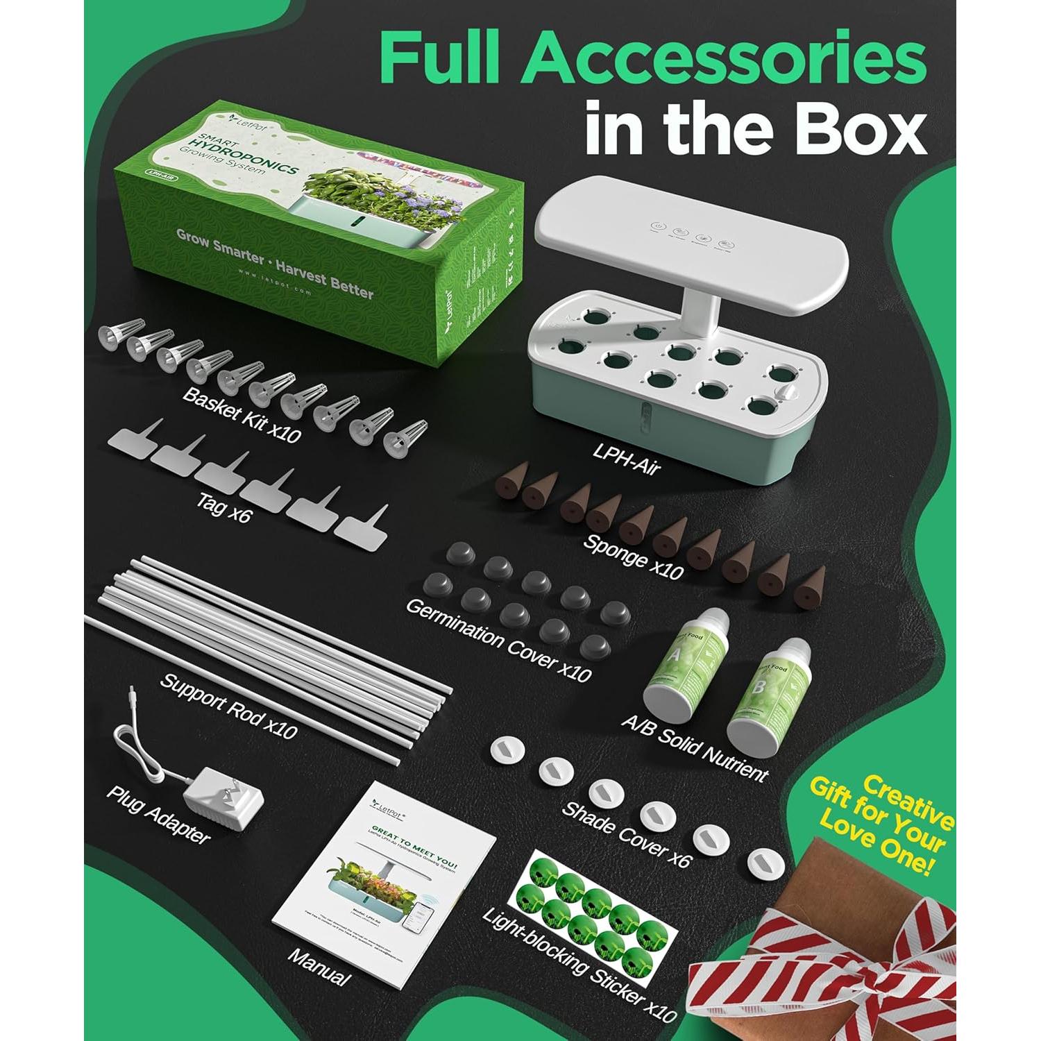 Kit Hidropónico LetPot IGS-61 con Luz LED 24W y 10 Macetas