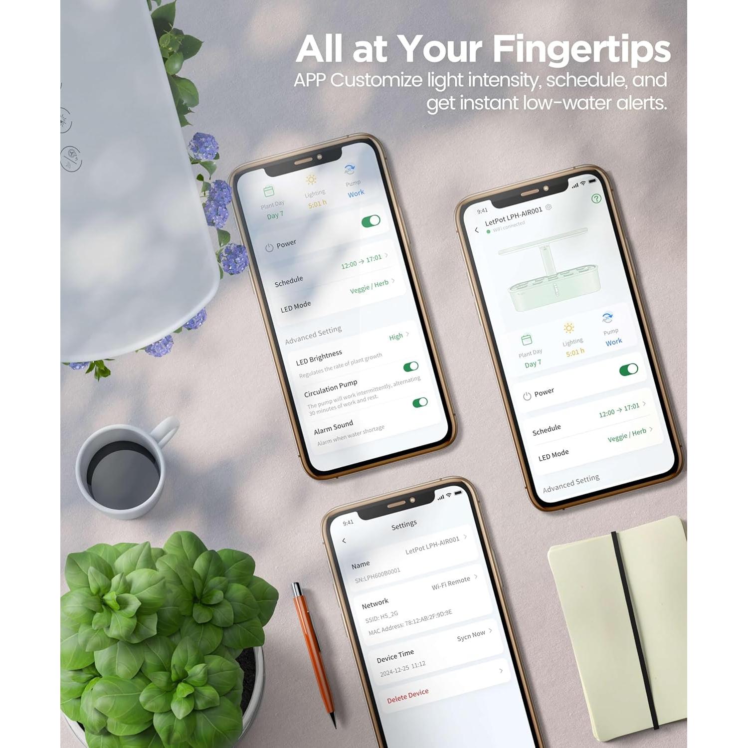 Kit Hidropónico LetPot IGS-61 con Luz LED 24W y 10 Macetas