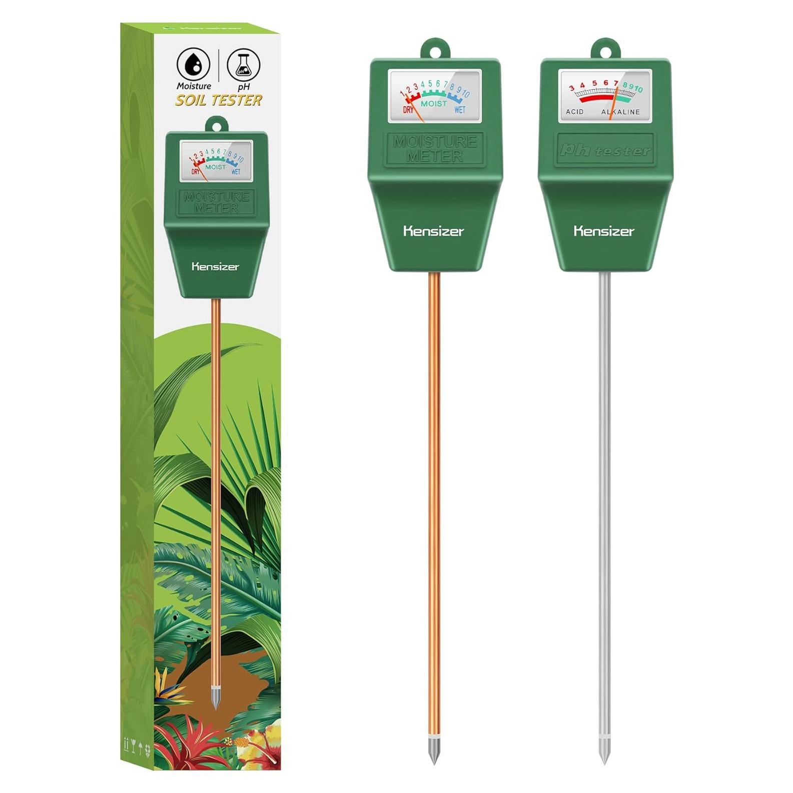 Medidor de Suelo Kensizer - Humedad y pH Digital Sin Batería