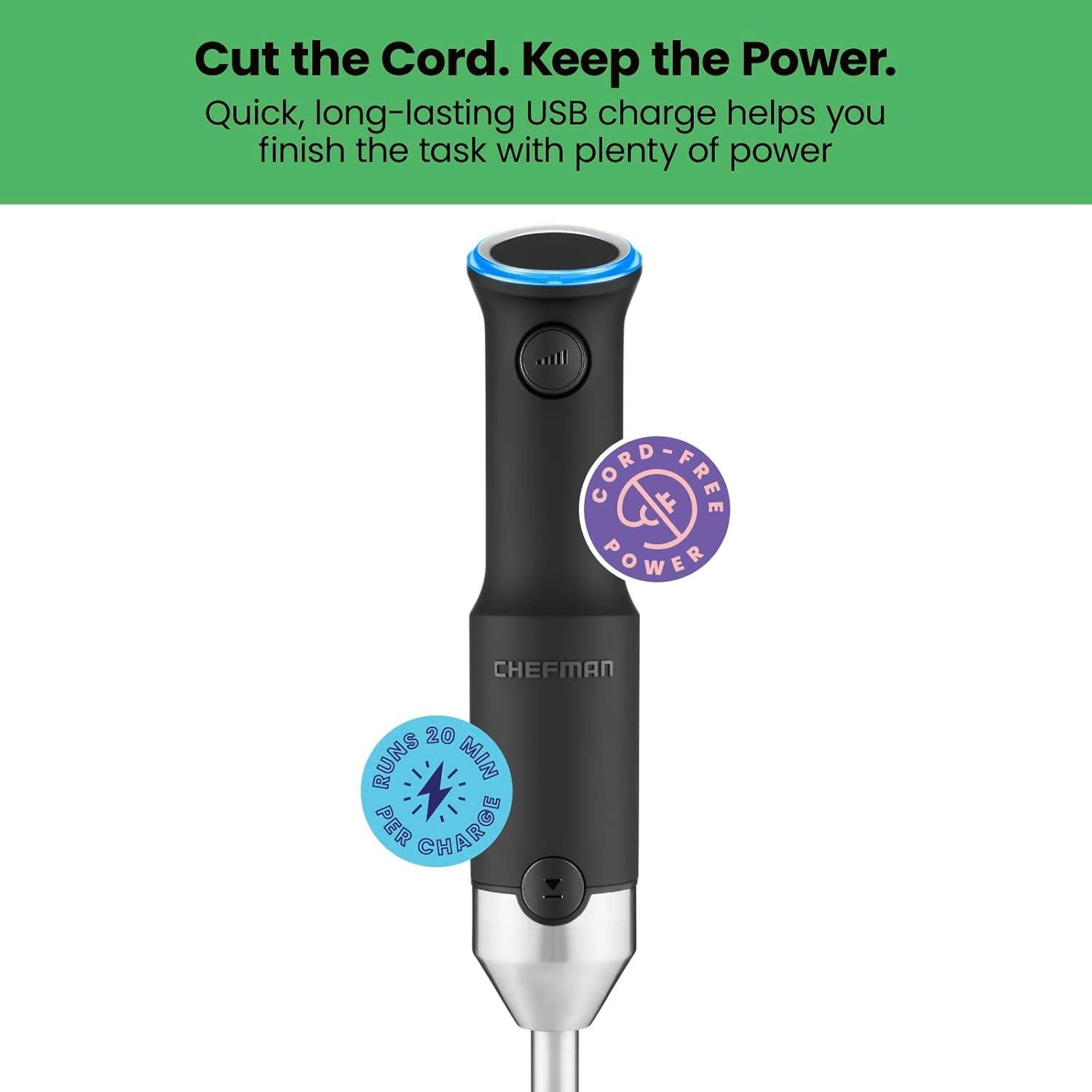 Batidora de Inmersión Sin Cable Chefman RJ19-RS1 1700W