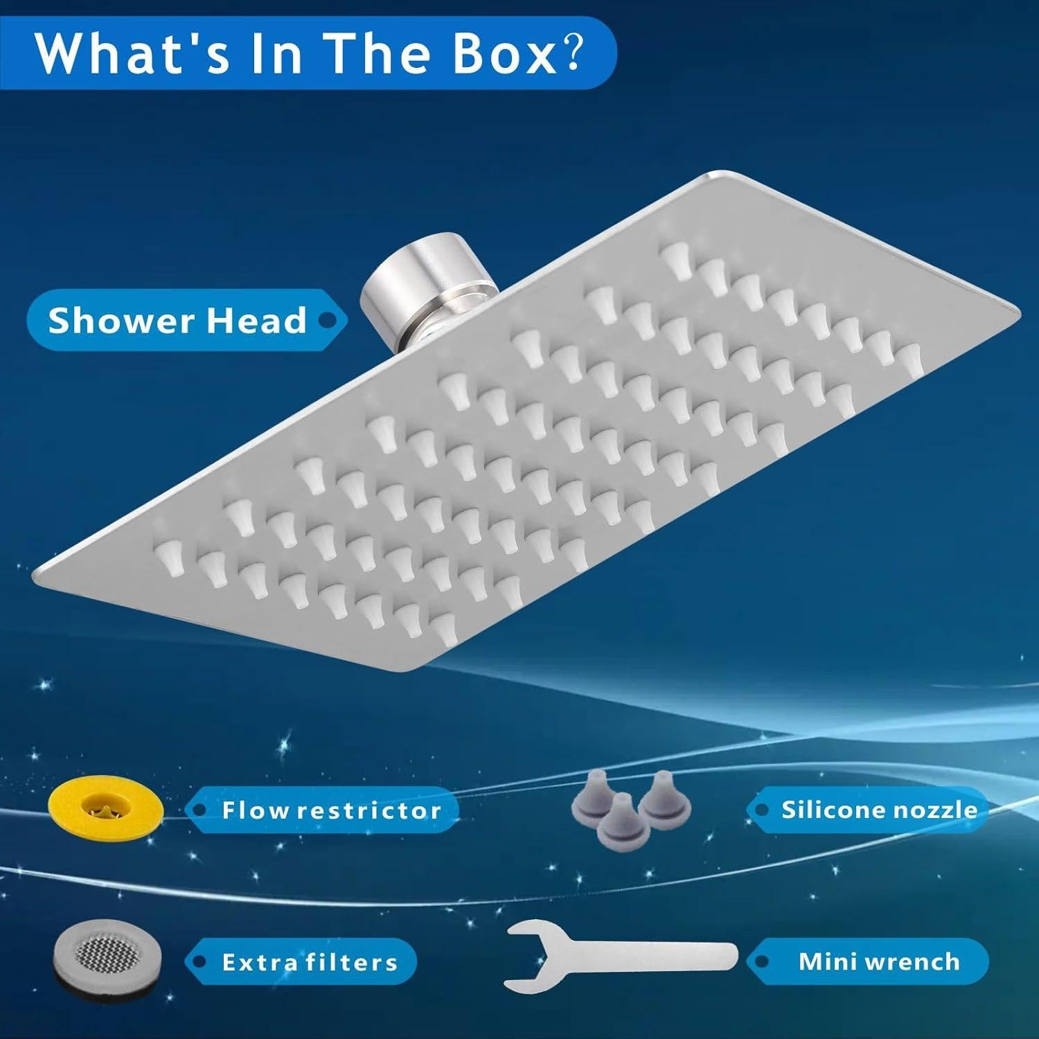 Cabezal de Ducha Voolan 15.24 cm Acero Inoxidable Niquelado