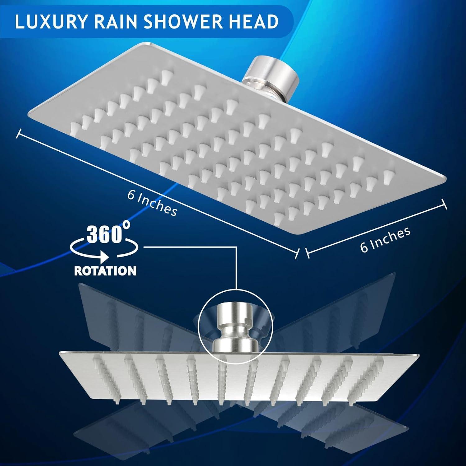 Cabezal de Ducha Voolan 15.24 cm Acero Inoxidable Niquelado