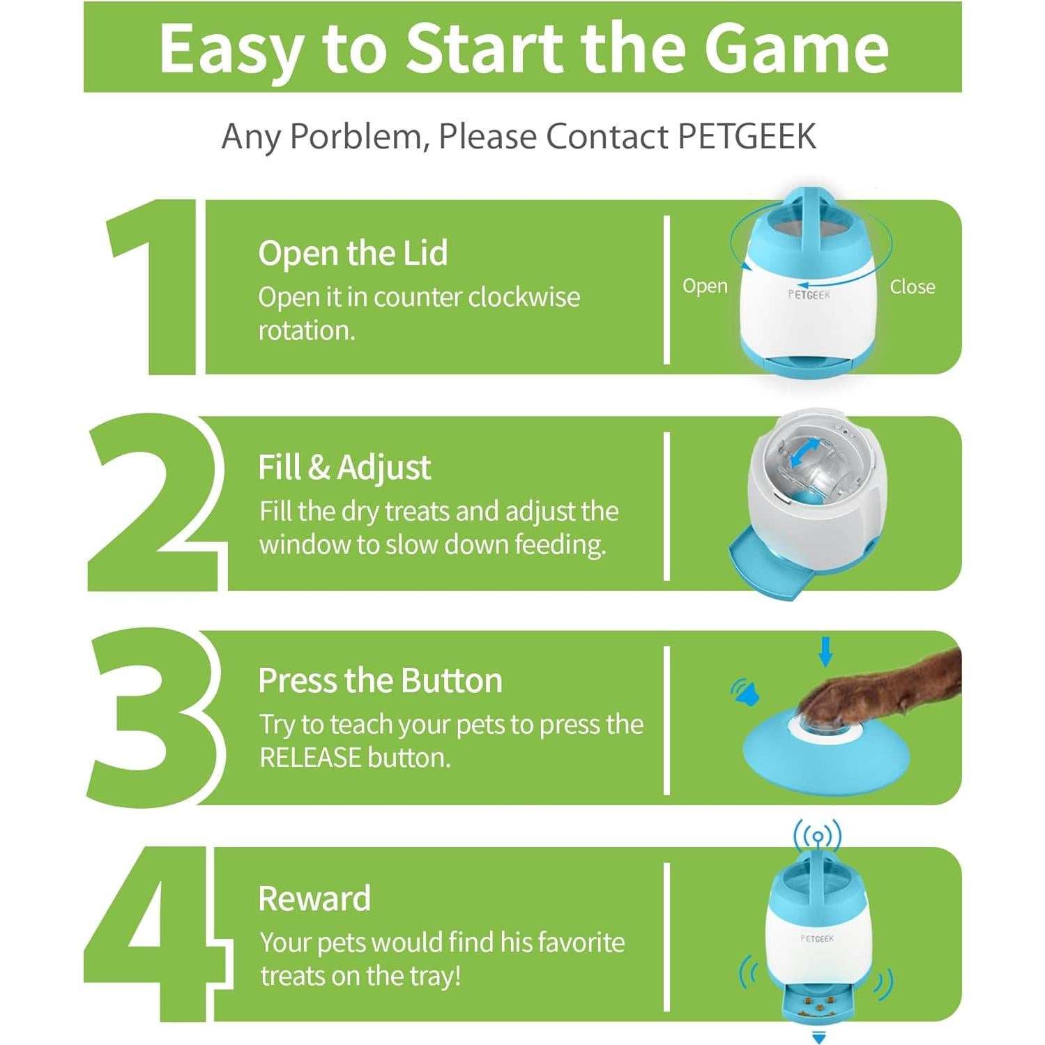 Dispensador Automático de Golosinas para Perros PETGEEK Azul