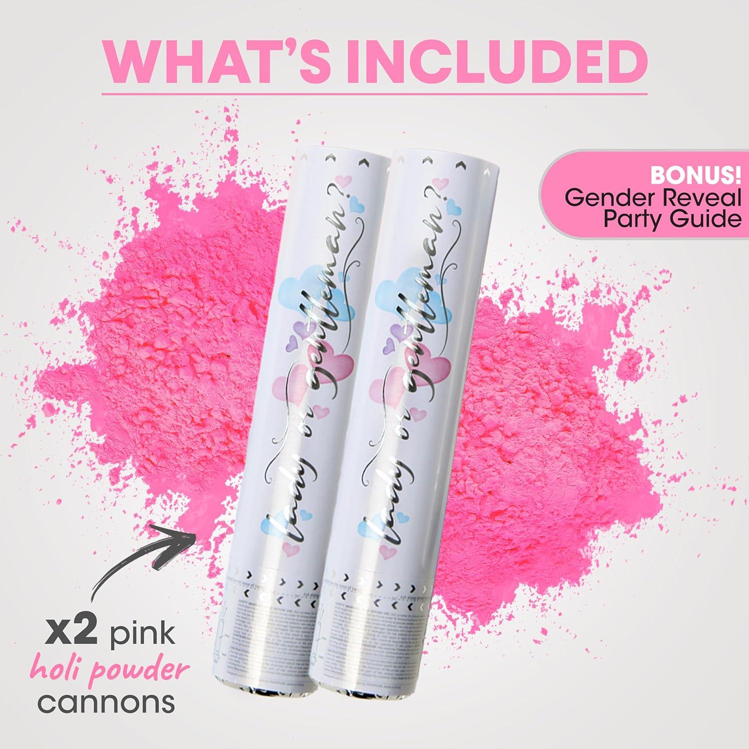 Cañones de Confeti Rosa PrimePure - Revelación de Género 2 Paquete