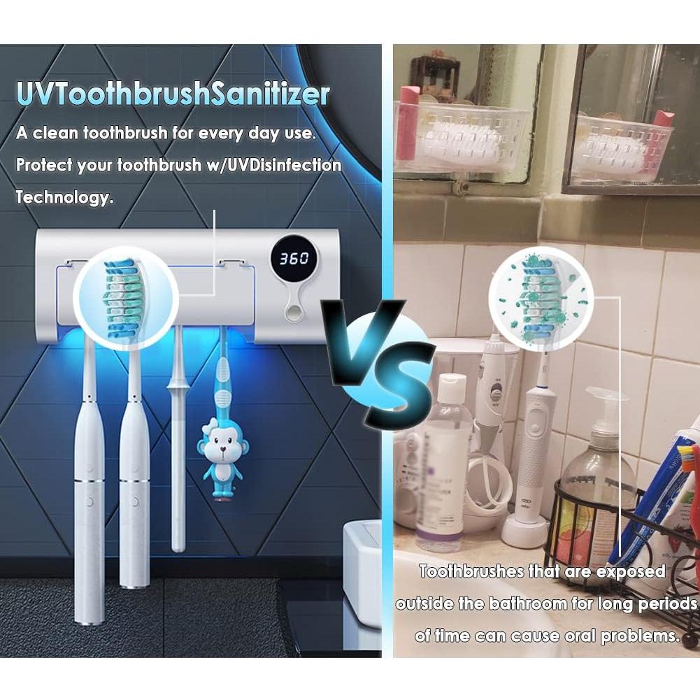 Soporte para Cepillos de Dientes MIMORE TH-01-W, 4 Ranuras, Temporizador