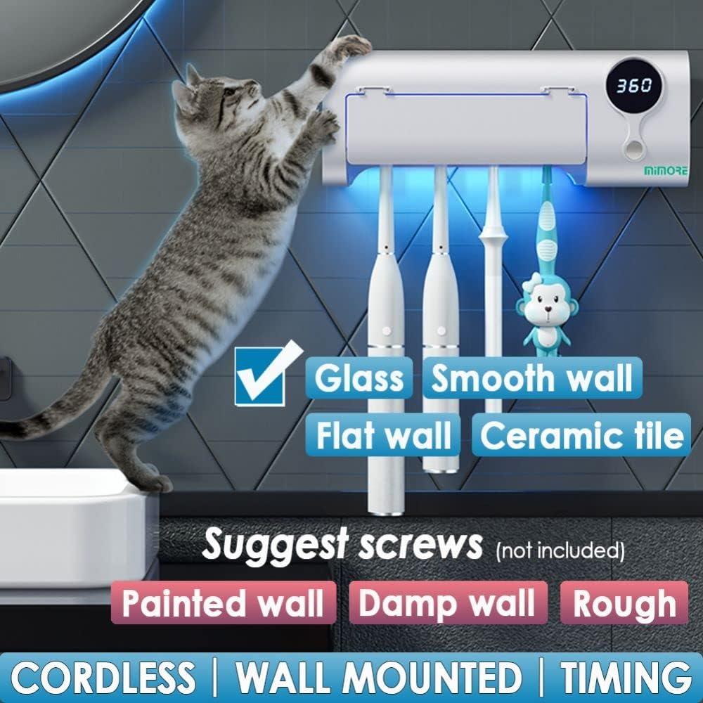 Soporte para Cepillos de Dientes MIMORE TH-01-W, 4 Ranuras, Temporizador