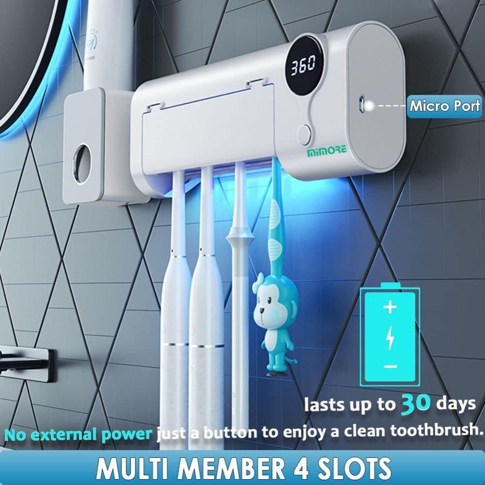 Soporte para Cepillos de Dientes MIMORE TH-01-W, 4 Ranuras, Temporizador