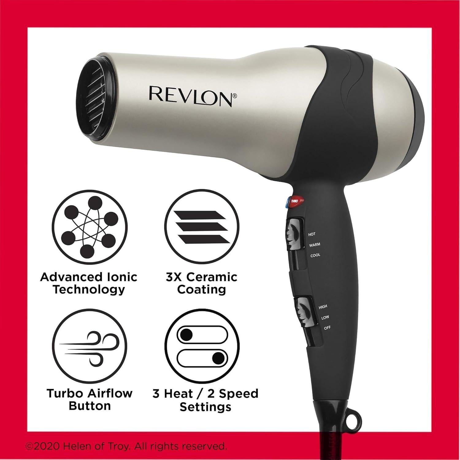 Secador de Pelo Turbo REVLON 1875W Iónico Cerámico Plata
