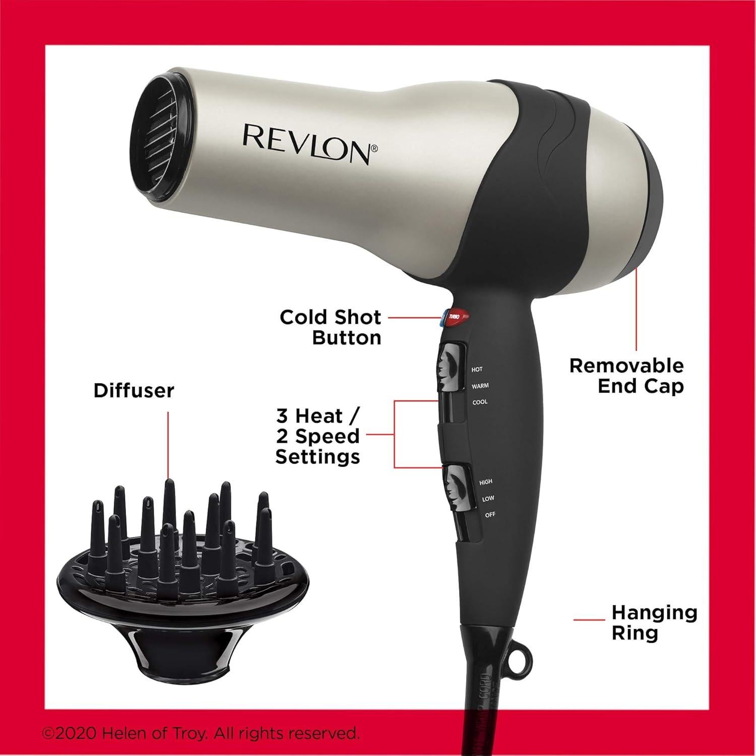 Secador de Pelo Turbo REVLON 1875W Iónico Cerámico Plata