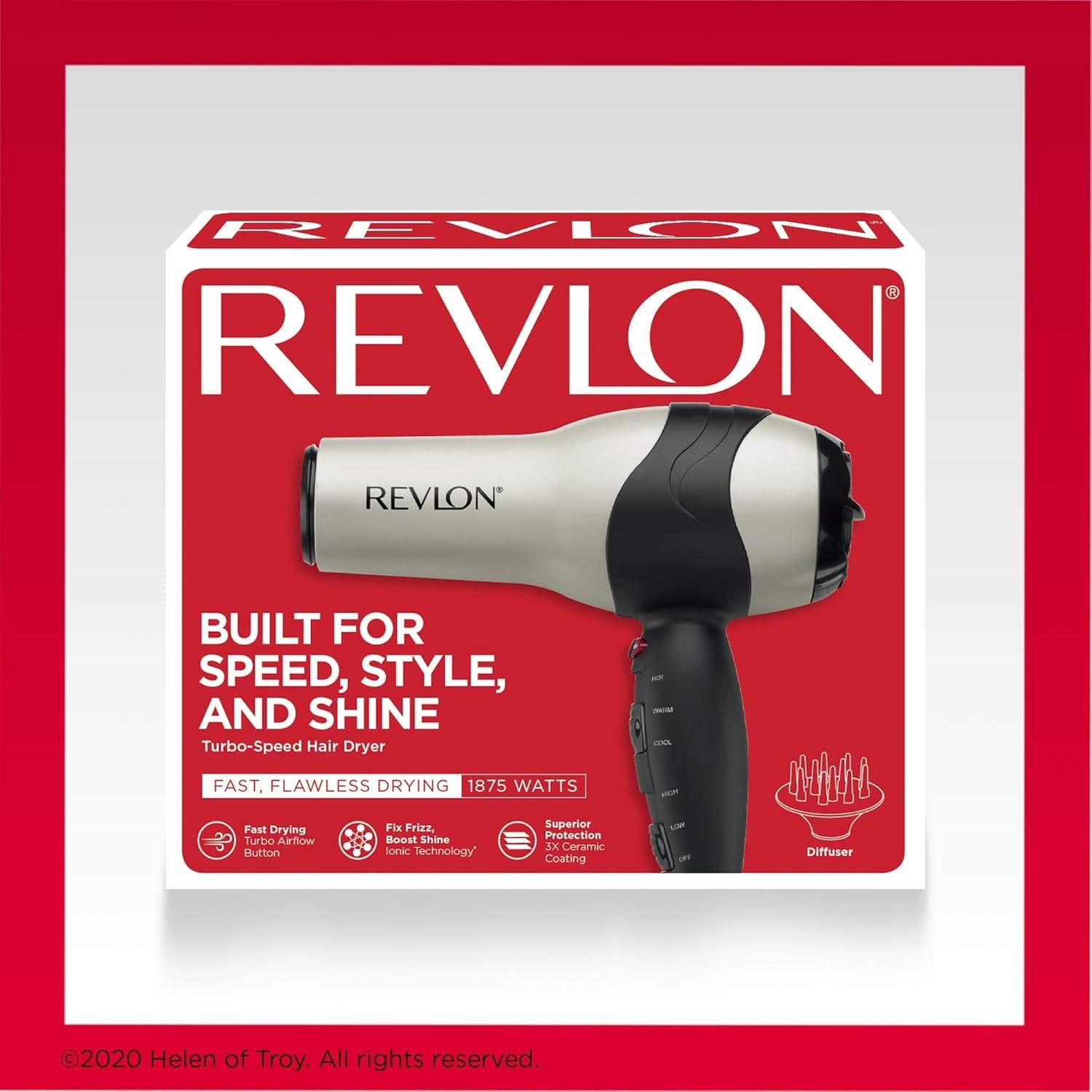 Secador de Pelo Turbo REVLON 1875W Iónico Cerámico Plata