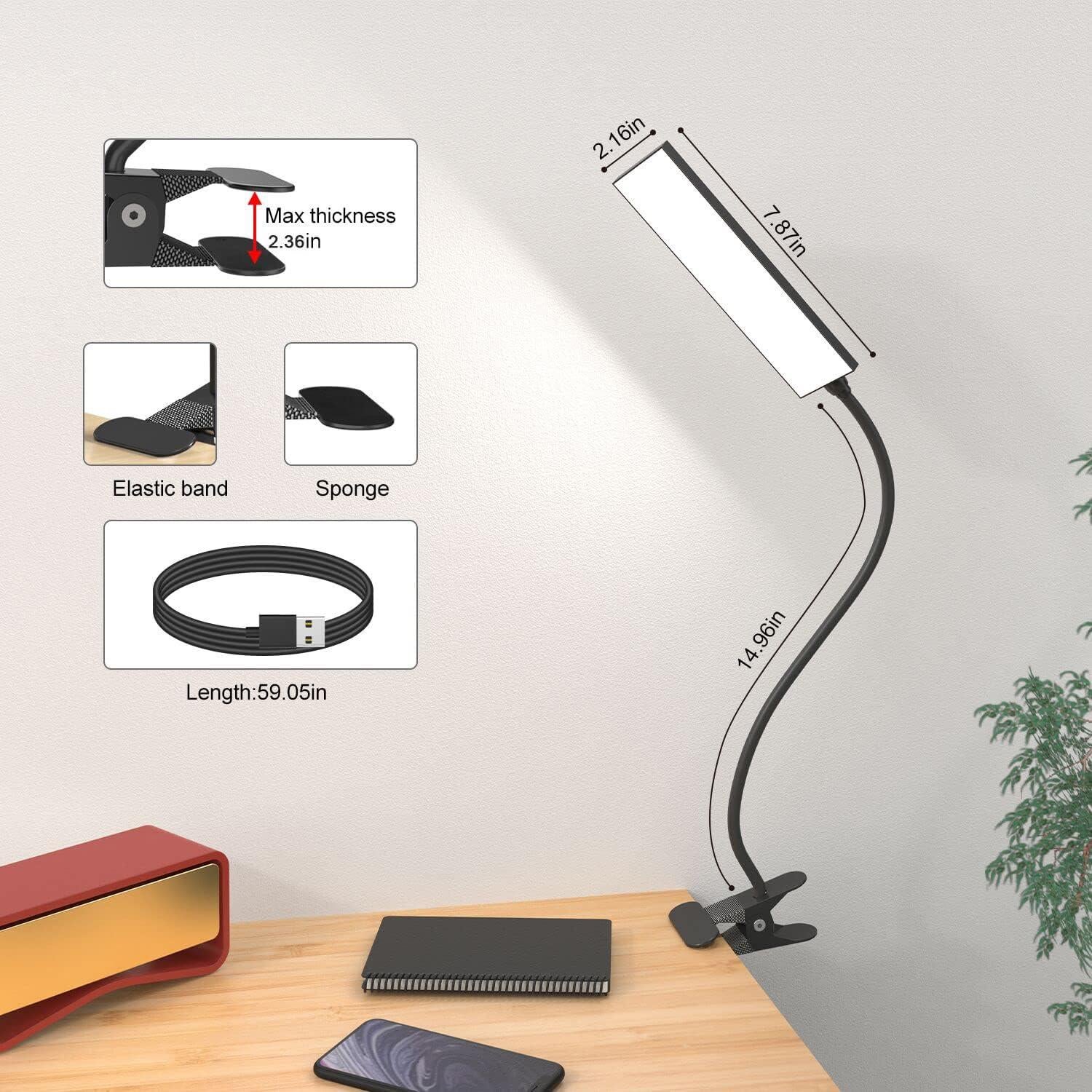Lámpara de escritorio LED Vansuny 5W con clip y 11 niveles de brillo