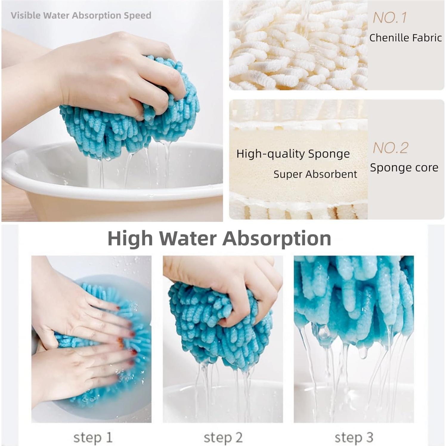 Juego de 2 Toallas de Mano Frbryak Chenille Azul 17.8 cm