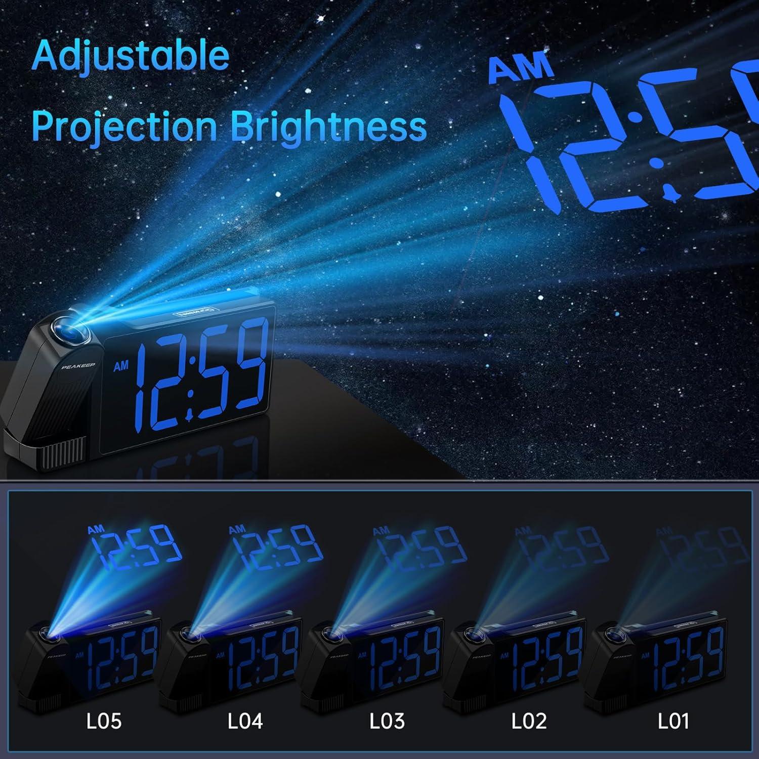 Reloj Despertador Proyector Peakeep MHP6050 LED con Luz Nocturna