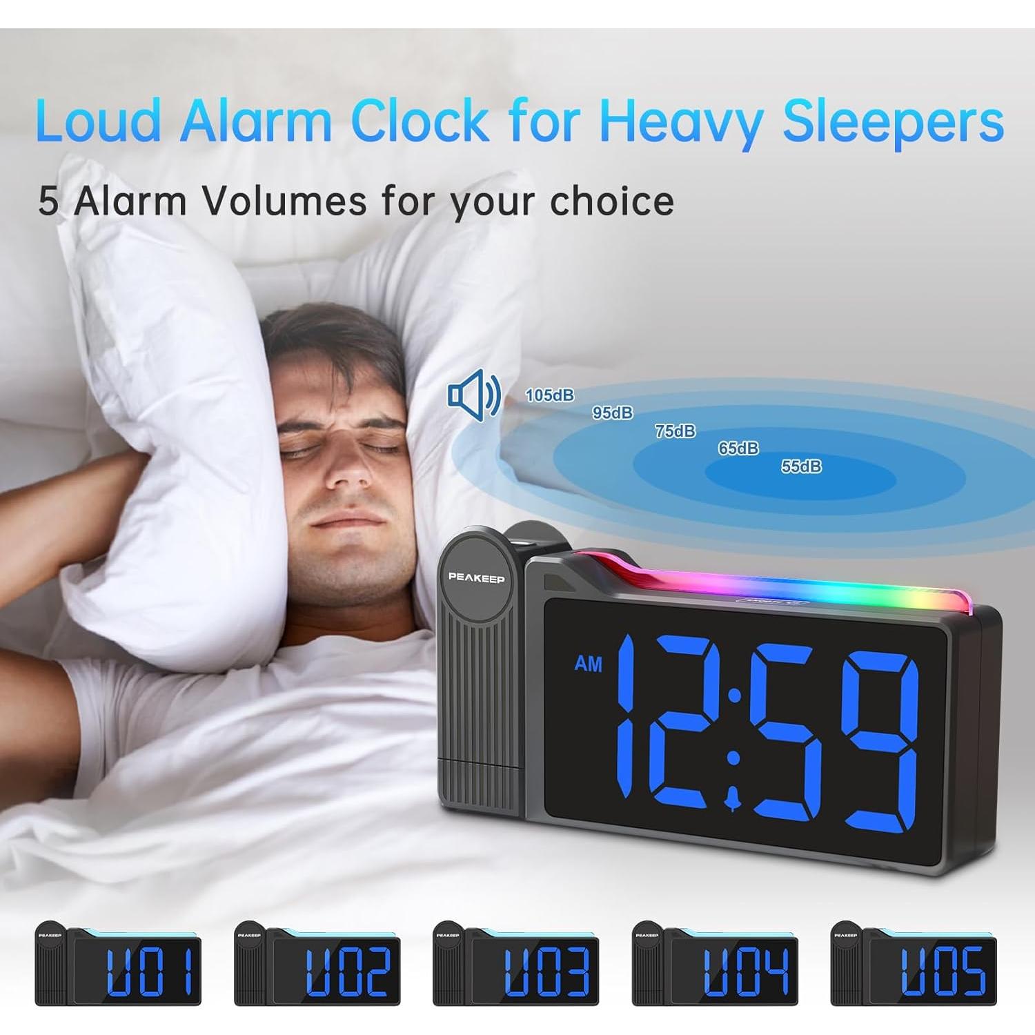 Reloj Despertador Proyector Peakeep MHP6050 LED con Luz Nocturna