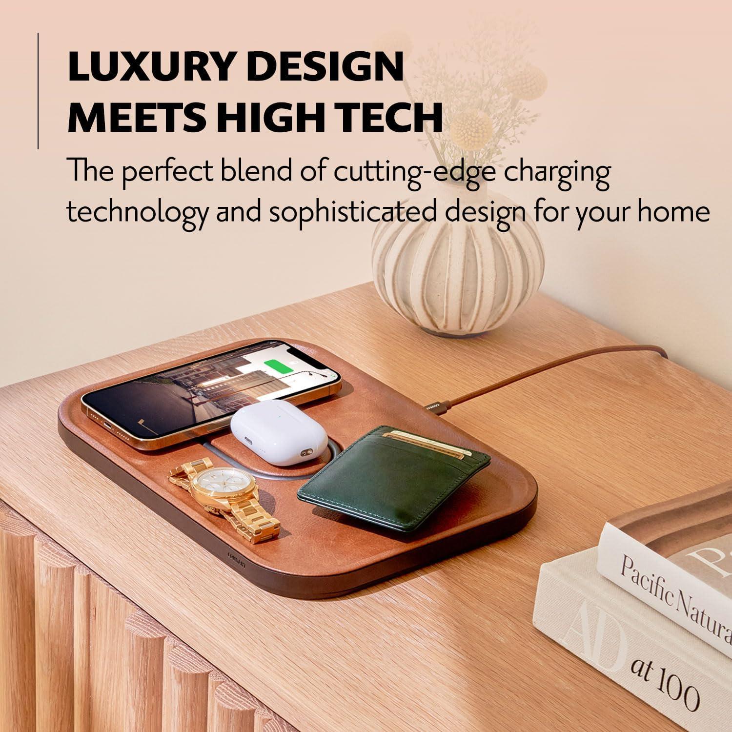 Cargador Inalámbrico Courant MAG:3 - Cuero Italiano Negro