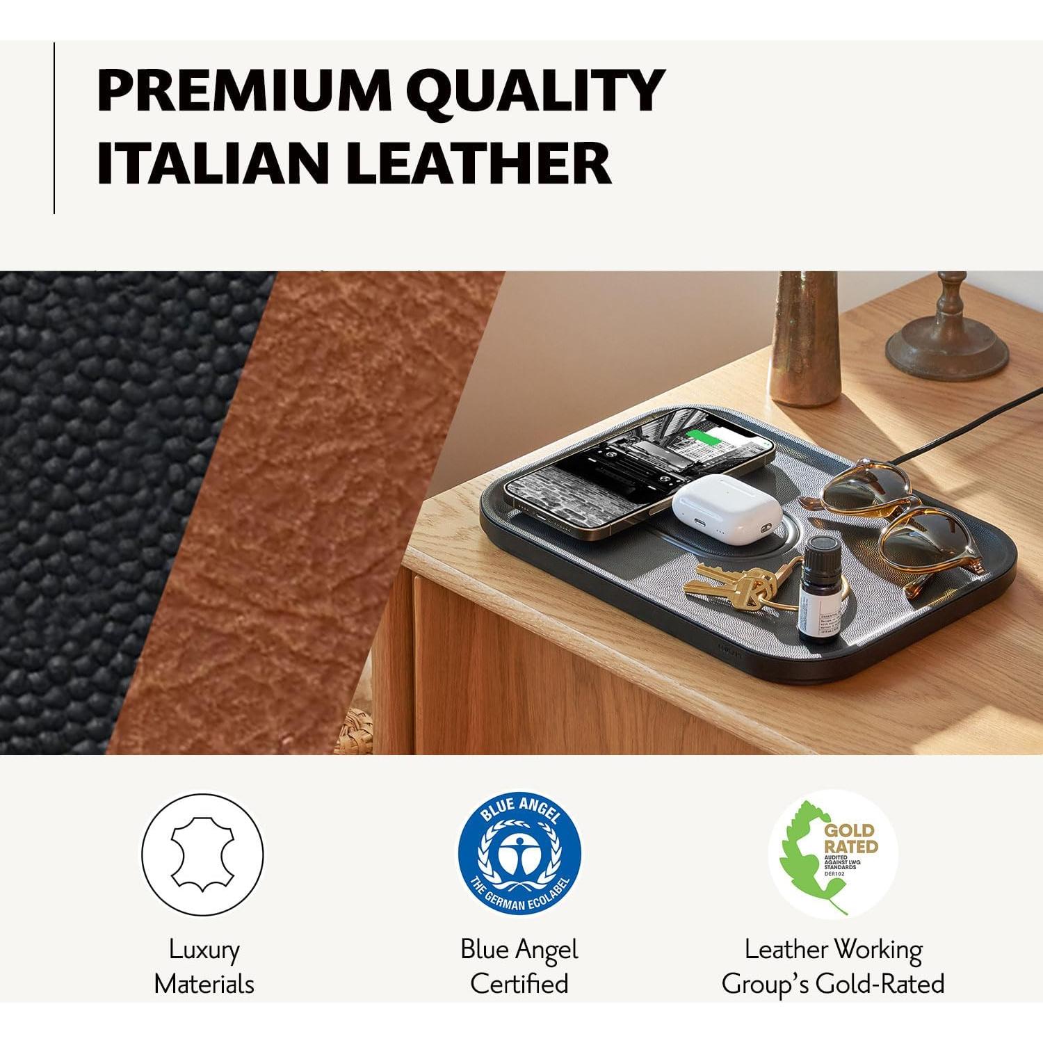 Cargador Inalámbrico Courant MAG:3 - Cuero Italiano Negro