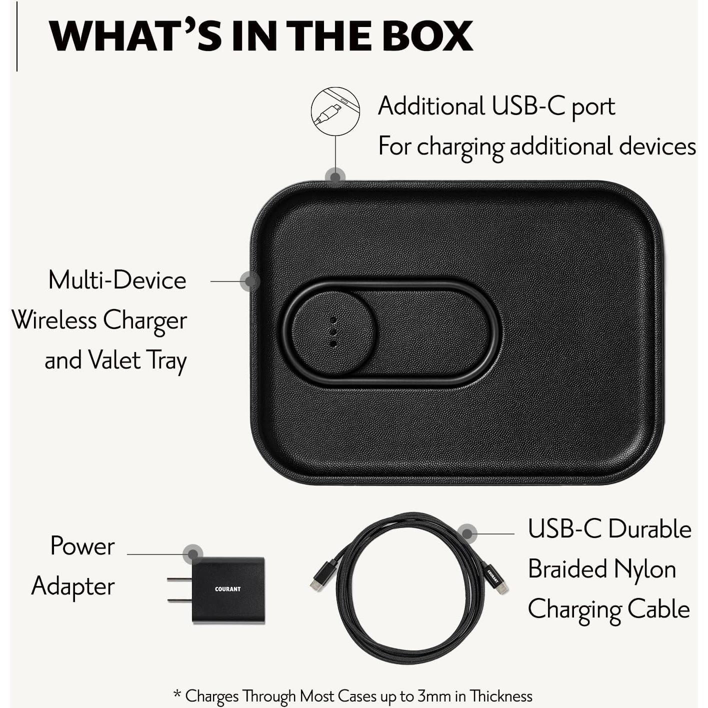 Cargador Inalámbrico Courant MAG:3 - Cuero Italiano Negro