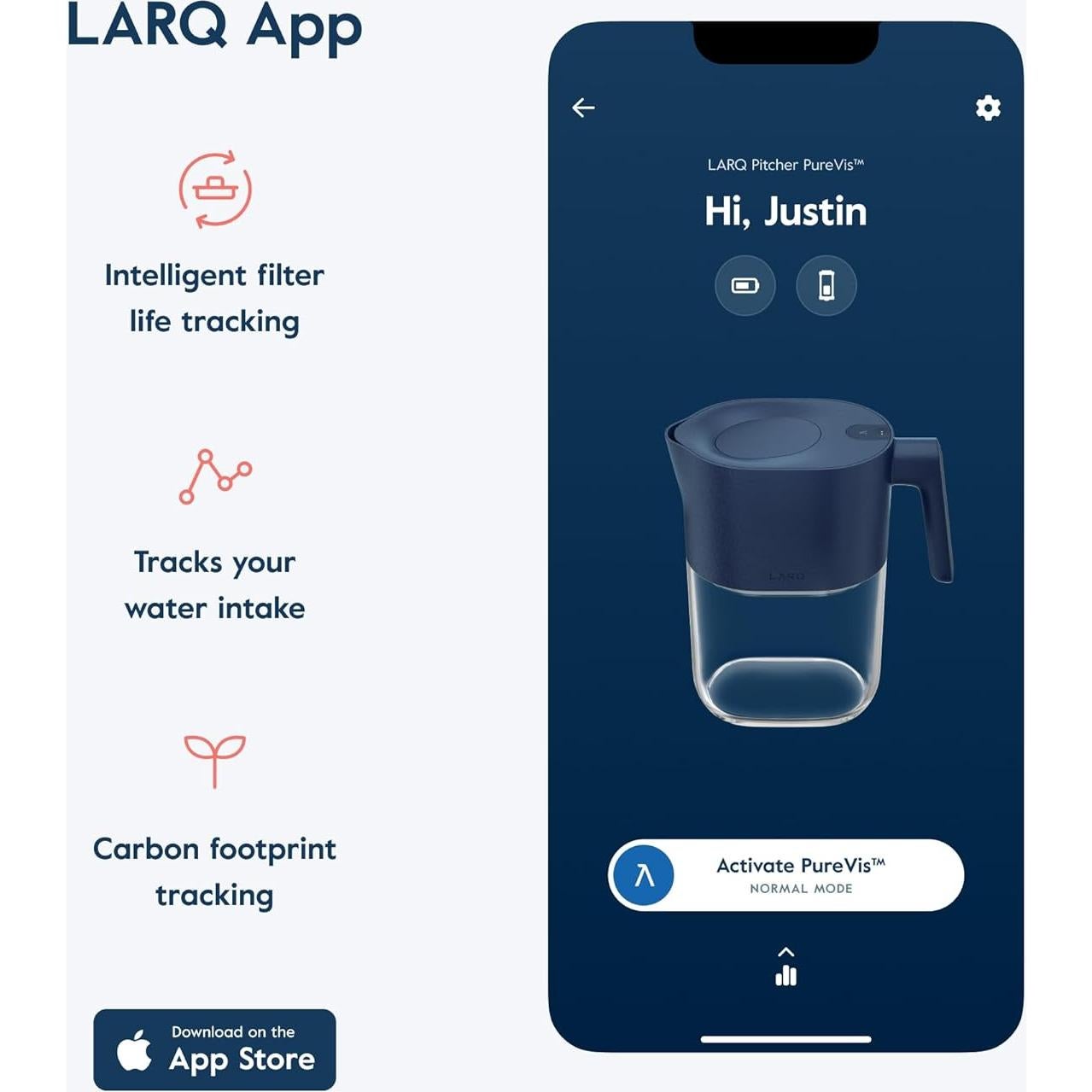 Jarra de Filtro de Agua LARQ PureVis 1.9L Autolimpiante