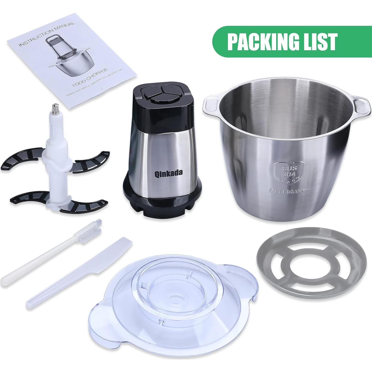 Procesador de Alimentos Qinkada 500W 3.5L Acero Inoxidable