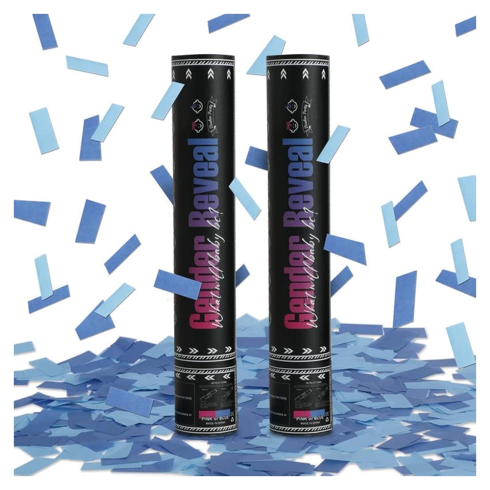 Cañón de Confeti Azul DOUKEE 30 cm Biodegradable 2 PZ