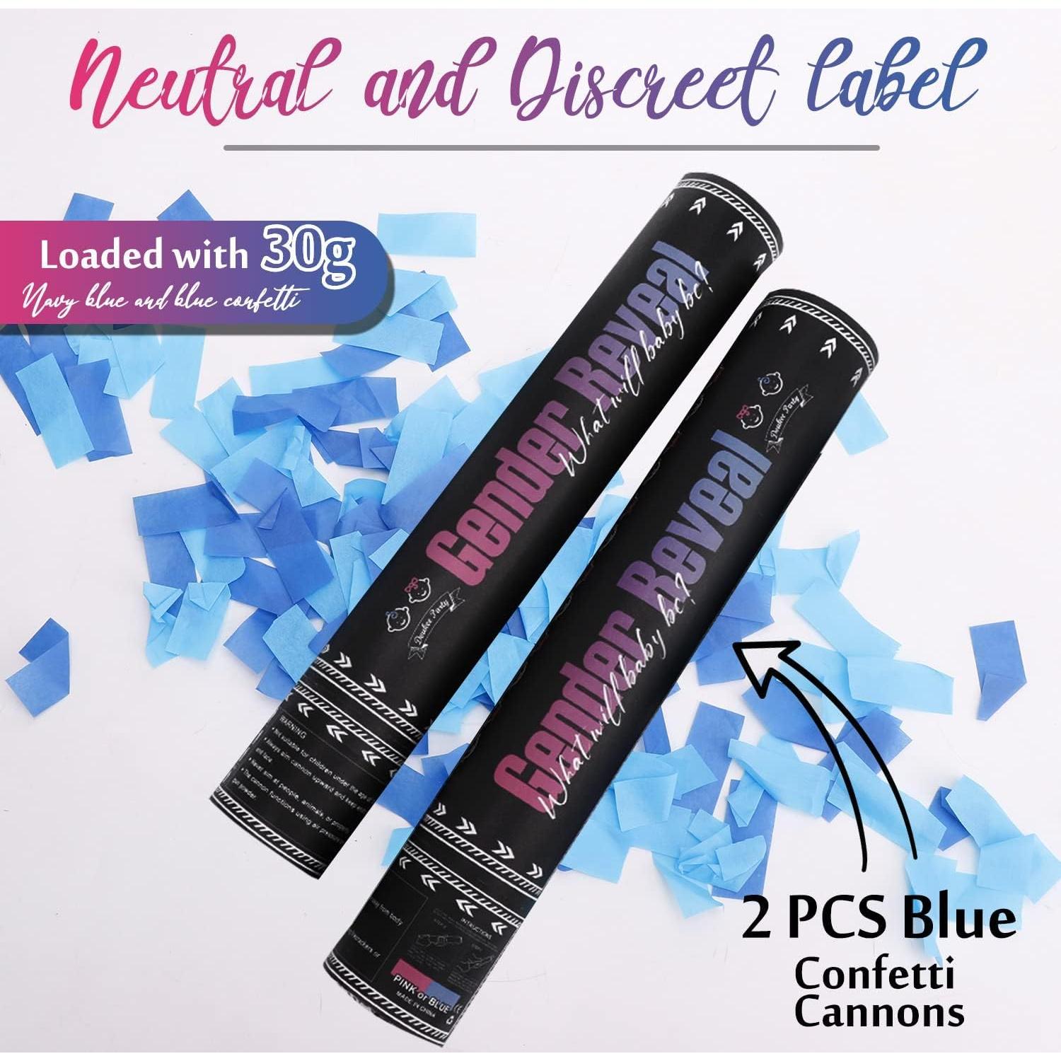 Cañón de Confeti Azul DOUKEE 30 cm Biodegradable 2 PZ