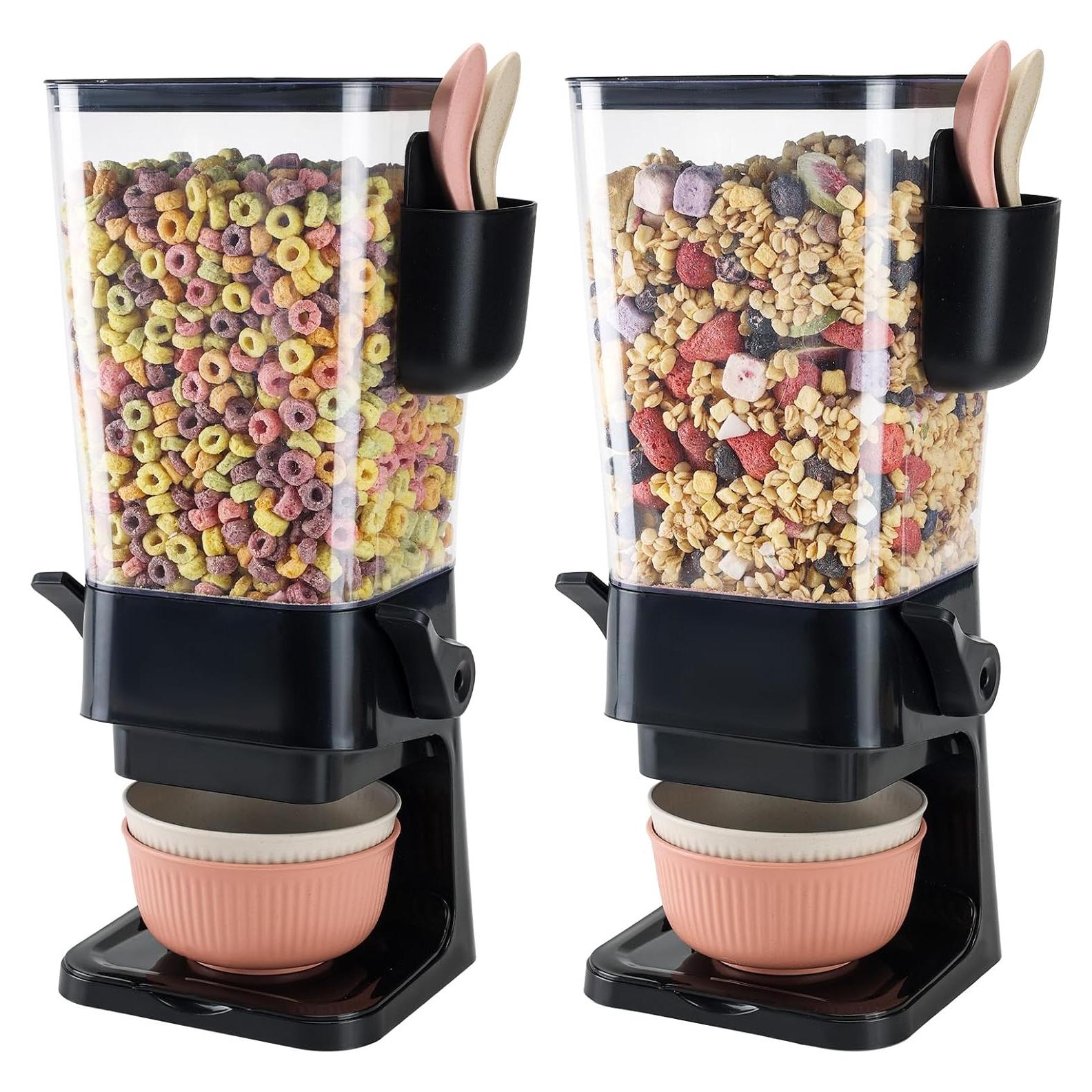 Dispensador de Cereal OSACOE Negro 2 Paquete 5.5L con Cuencos