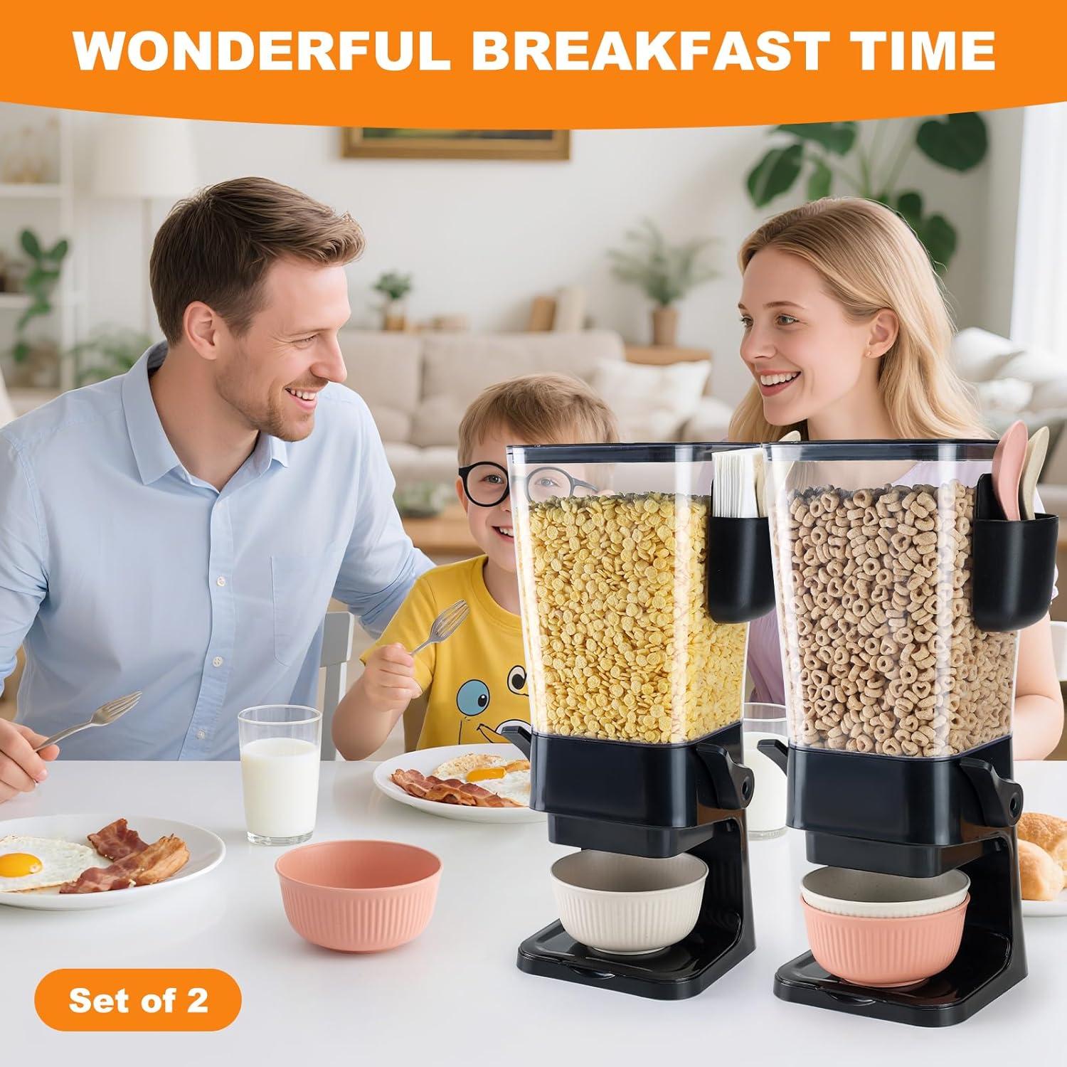 Dispensador de Cereal OSACOE Negro 2 Paquete 5.5L con Cuencos