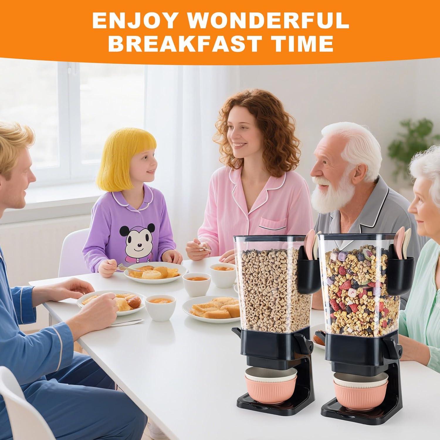 Dispensador de Cereal OSACOE Negro 2 Paquete 5.5L con Cuencos