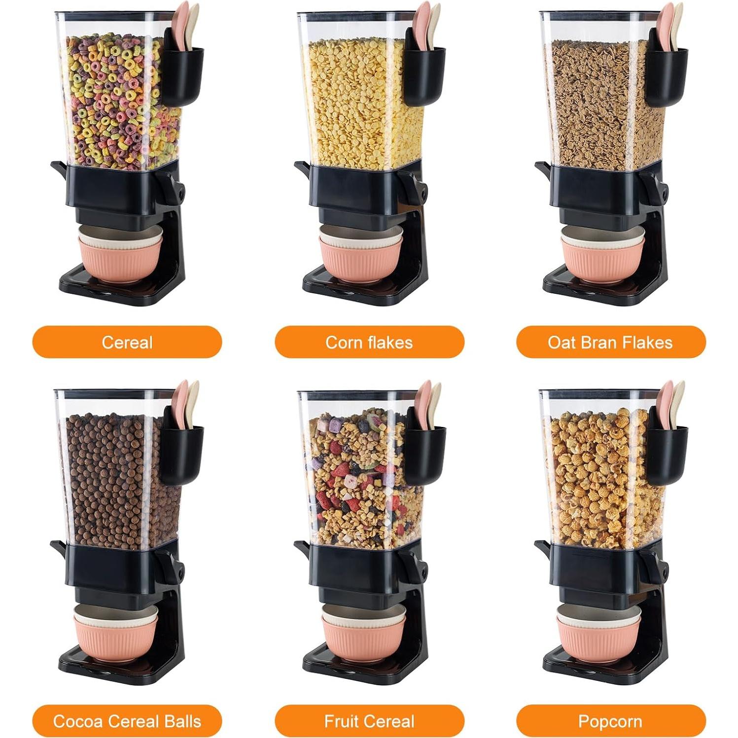 Dispensador de Cereal OSACOE Negro 2 Paquete 5.5L con Cuencos