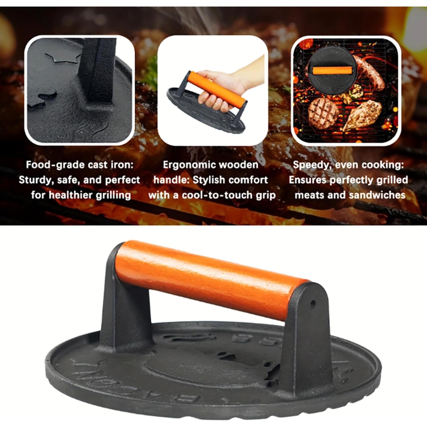 Prensa de Hamburguesas SanKonfu de Hierro Fundido 18 cm