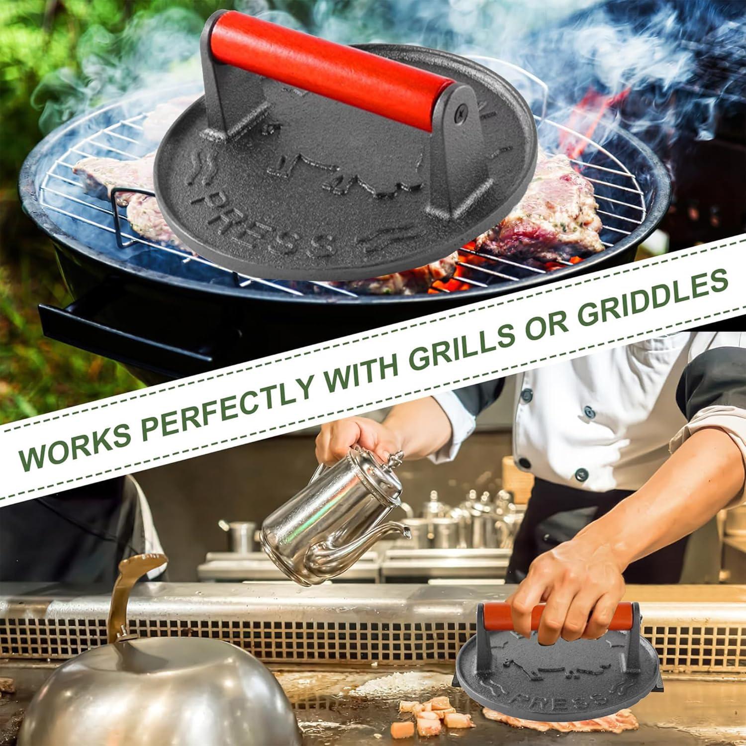 Prensa de Hamburguesas SanKonfu de Hierro Fundido 18 cm