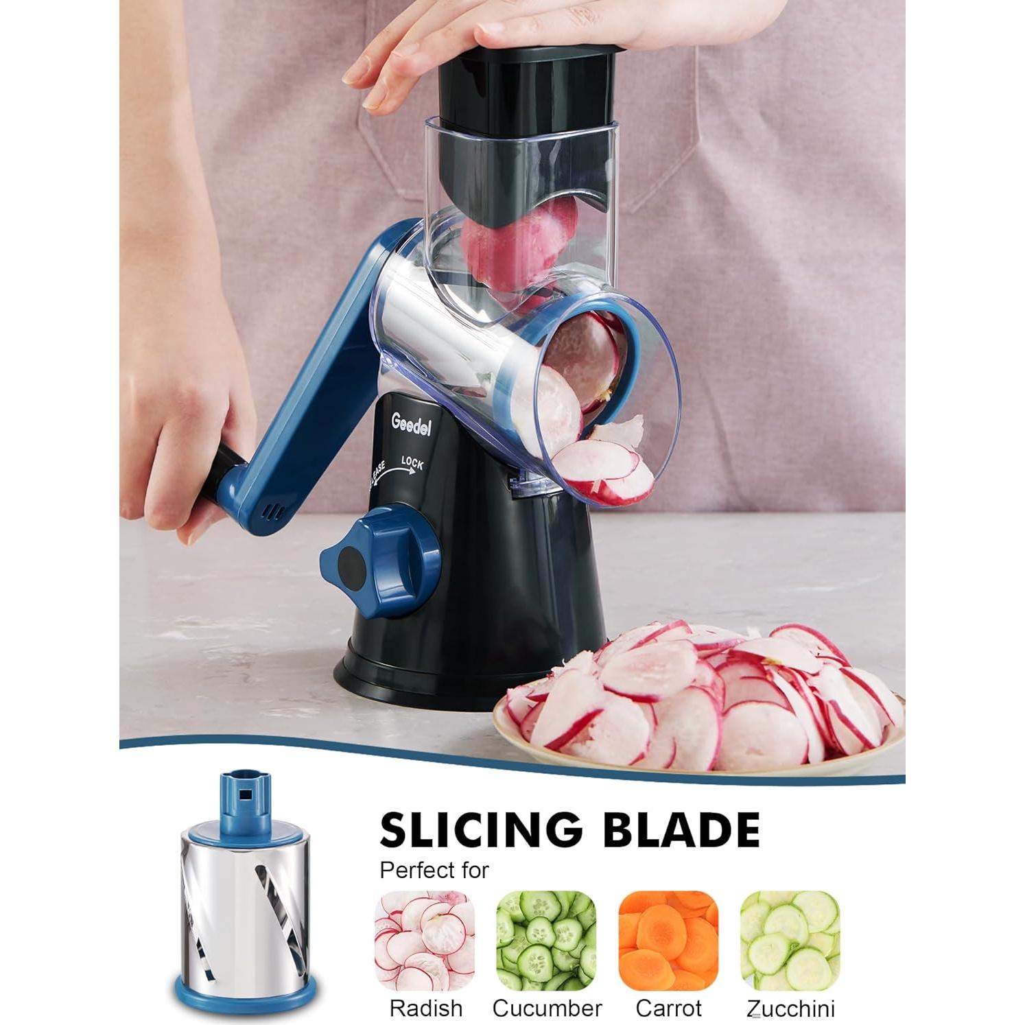 Rallador de Queso Rotativo Geedel con 3 Cuchillas Intercambiables