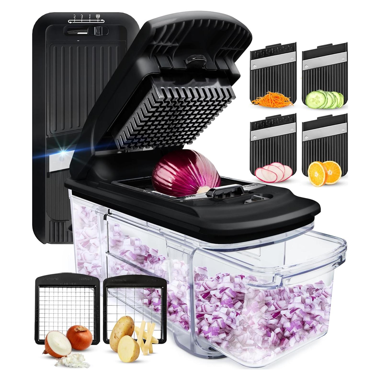 Cortador de Verduras 4 en 1 Fullstar Negro - Rallador y Mandolina