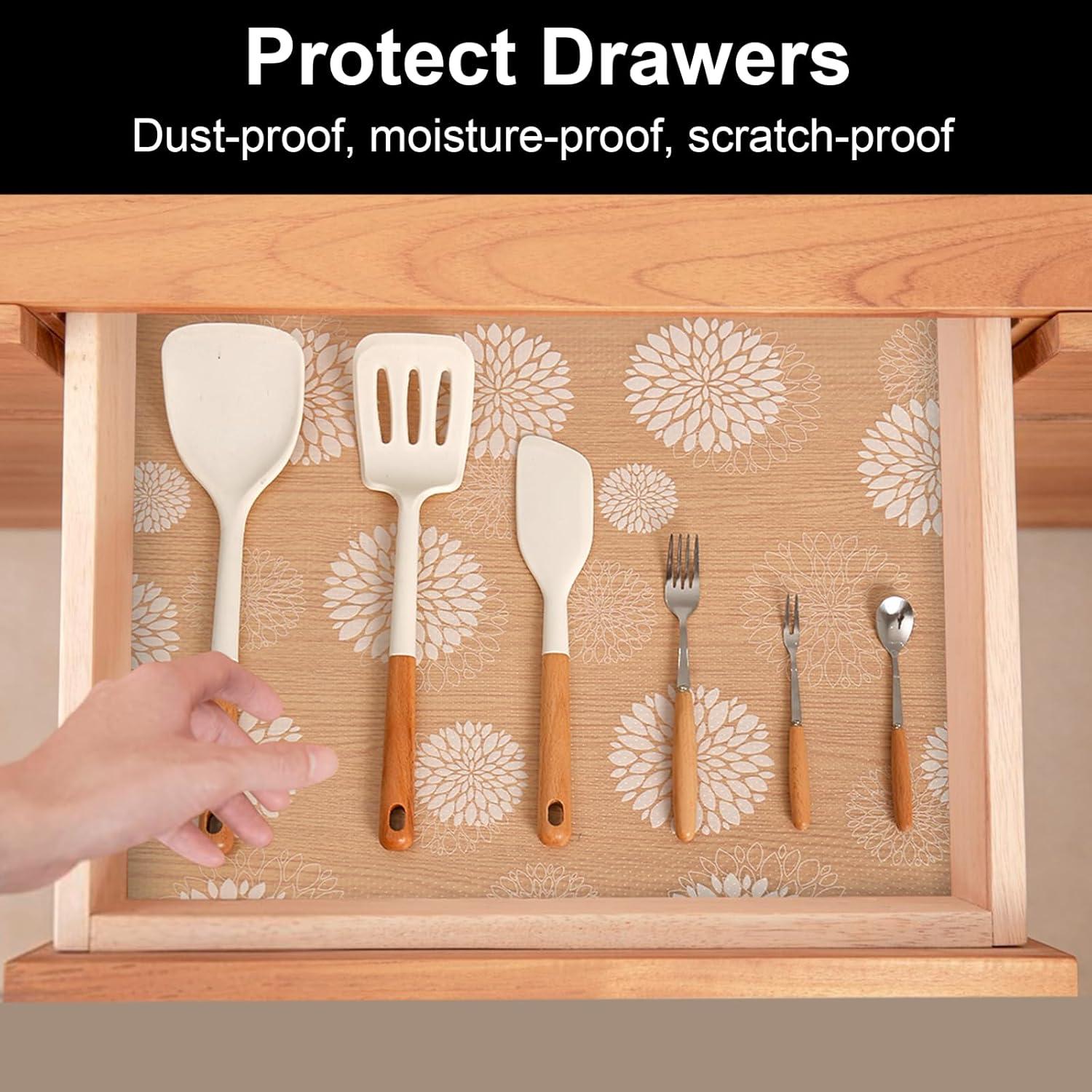 Forros de Estantería Cooyes 30x300cm EVA Antideslizante Blanco Floral