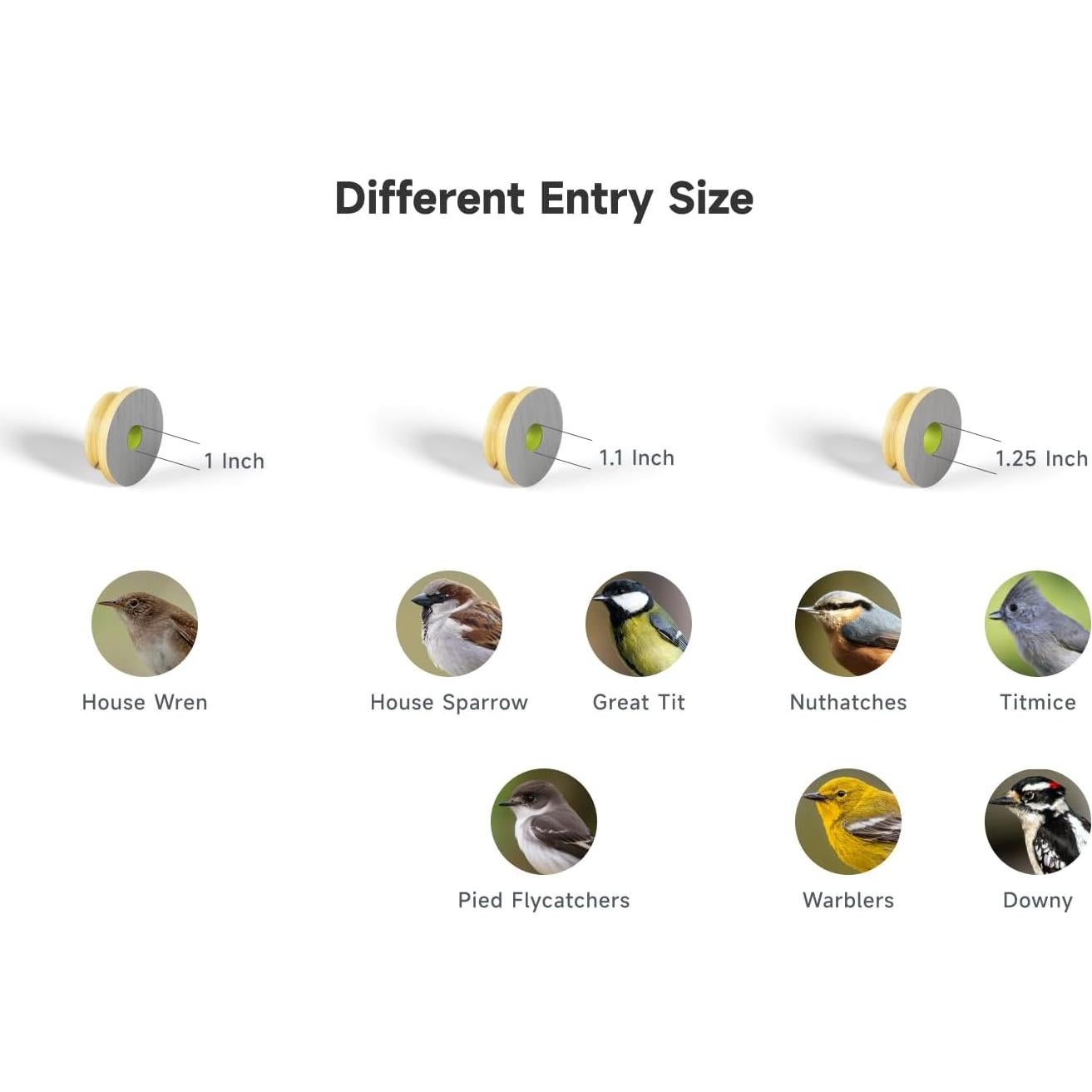 Casa para pájaros RELI Birddy con 3 entradas ajustables