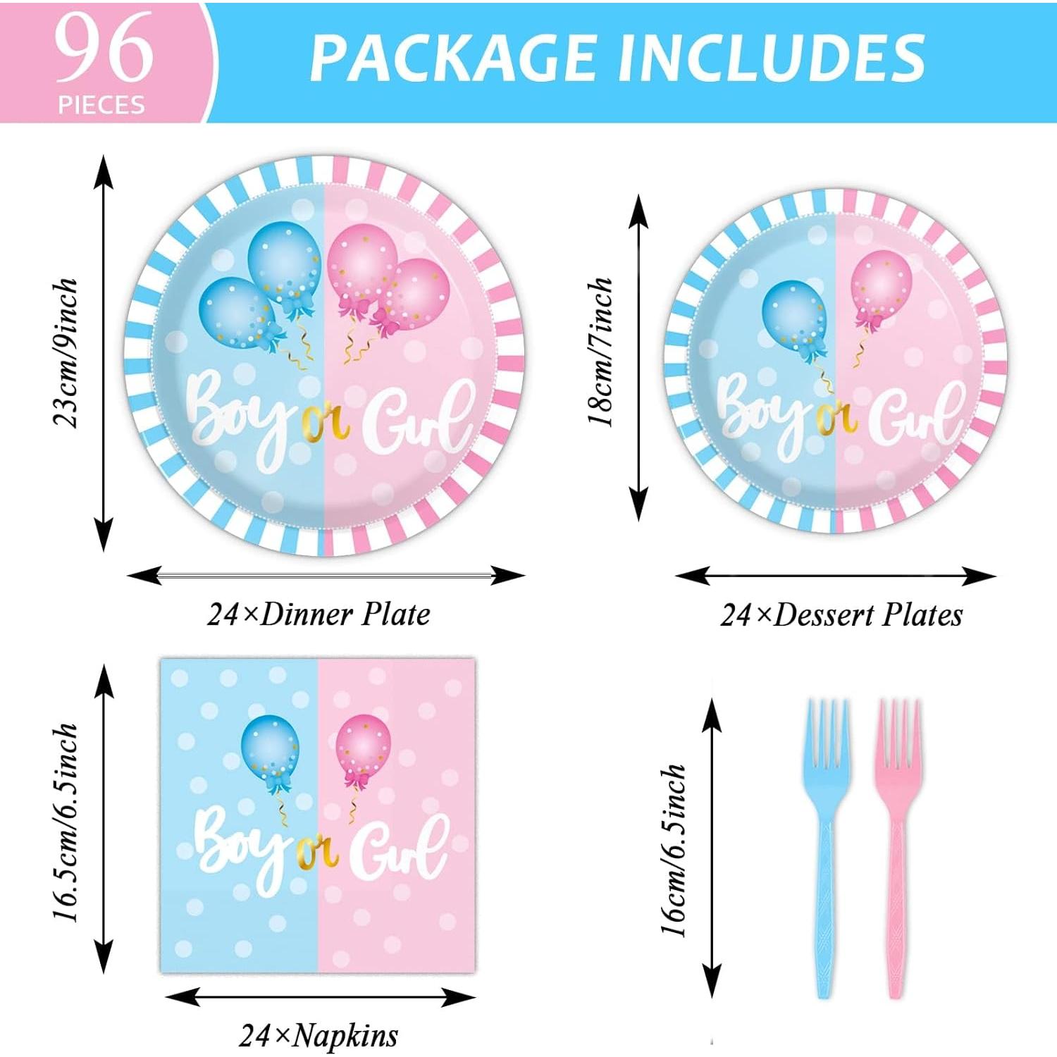 Kit de Fiesta Revelación de Género Tevxj 96 Piezas Platos y Servilletas