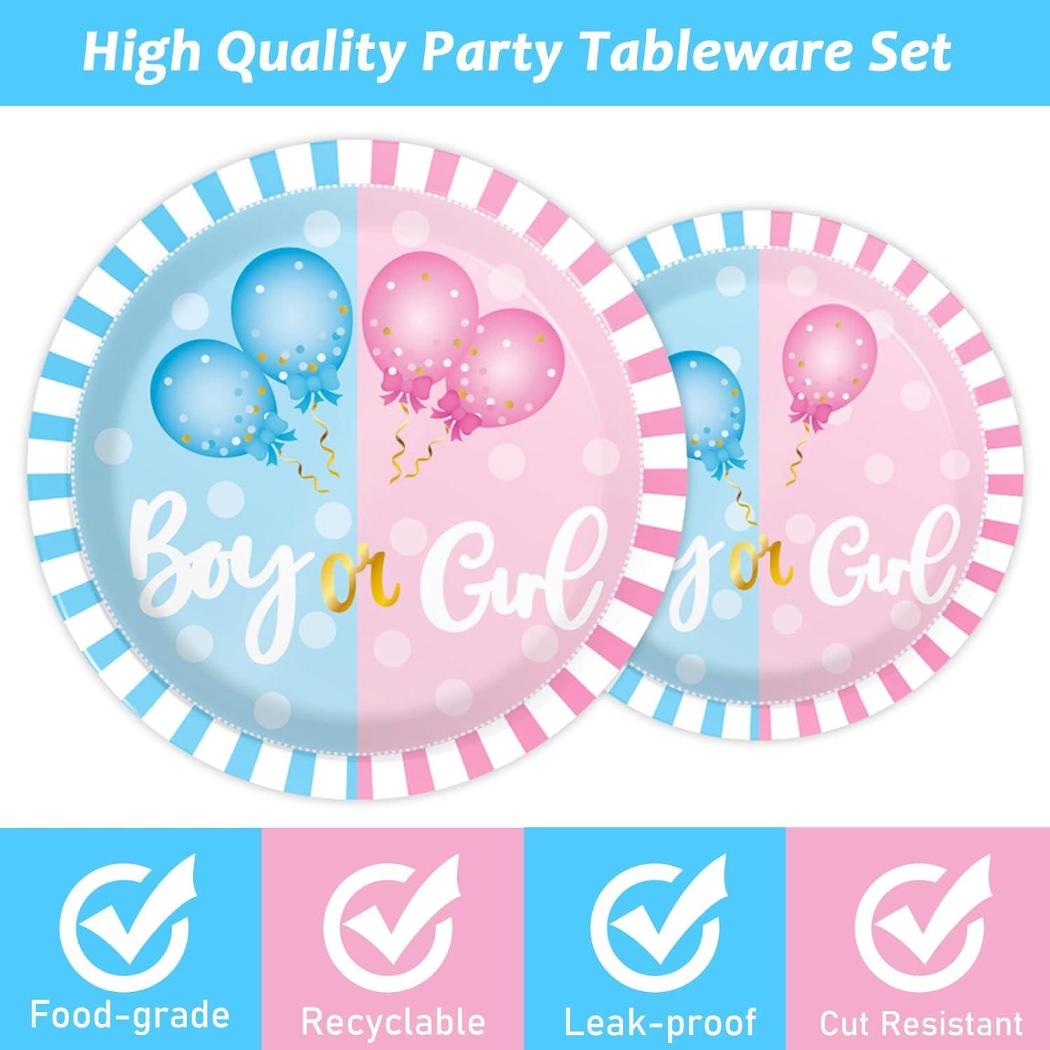 Kit de Fiesta Revelación de Género Tevxj 96 Piezas Platos y Servilletas