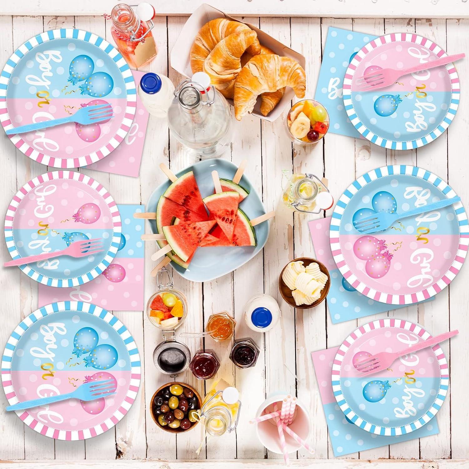 Kit de Fiesta Revelación de Género Tevxj 96 Piezas Platos y Servilletas