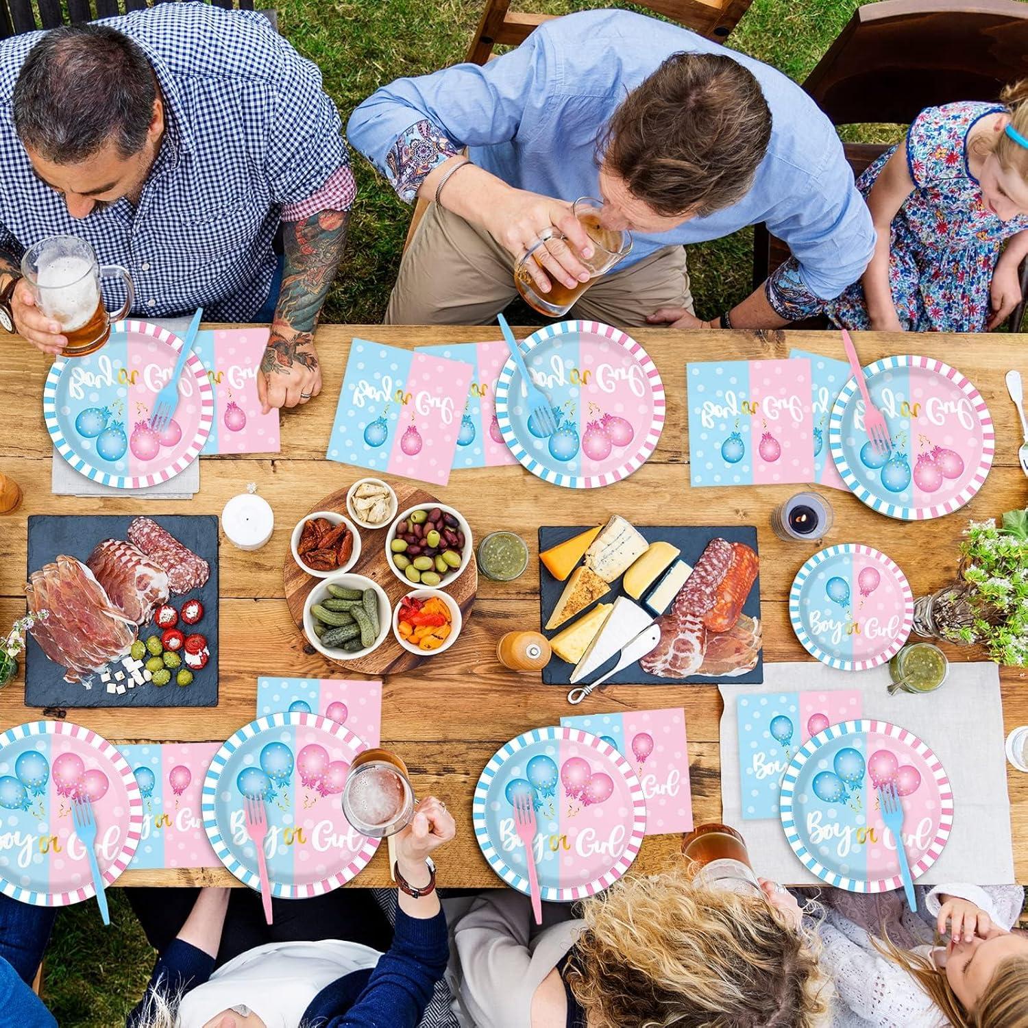 Kit de Fiesta Revelación de Género Tevxj 96 Piezas Platos y Servilletas