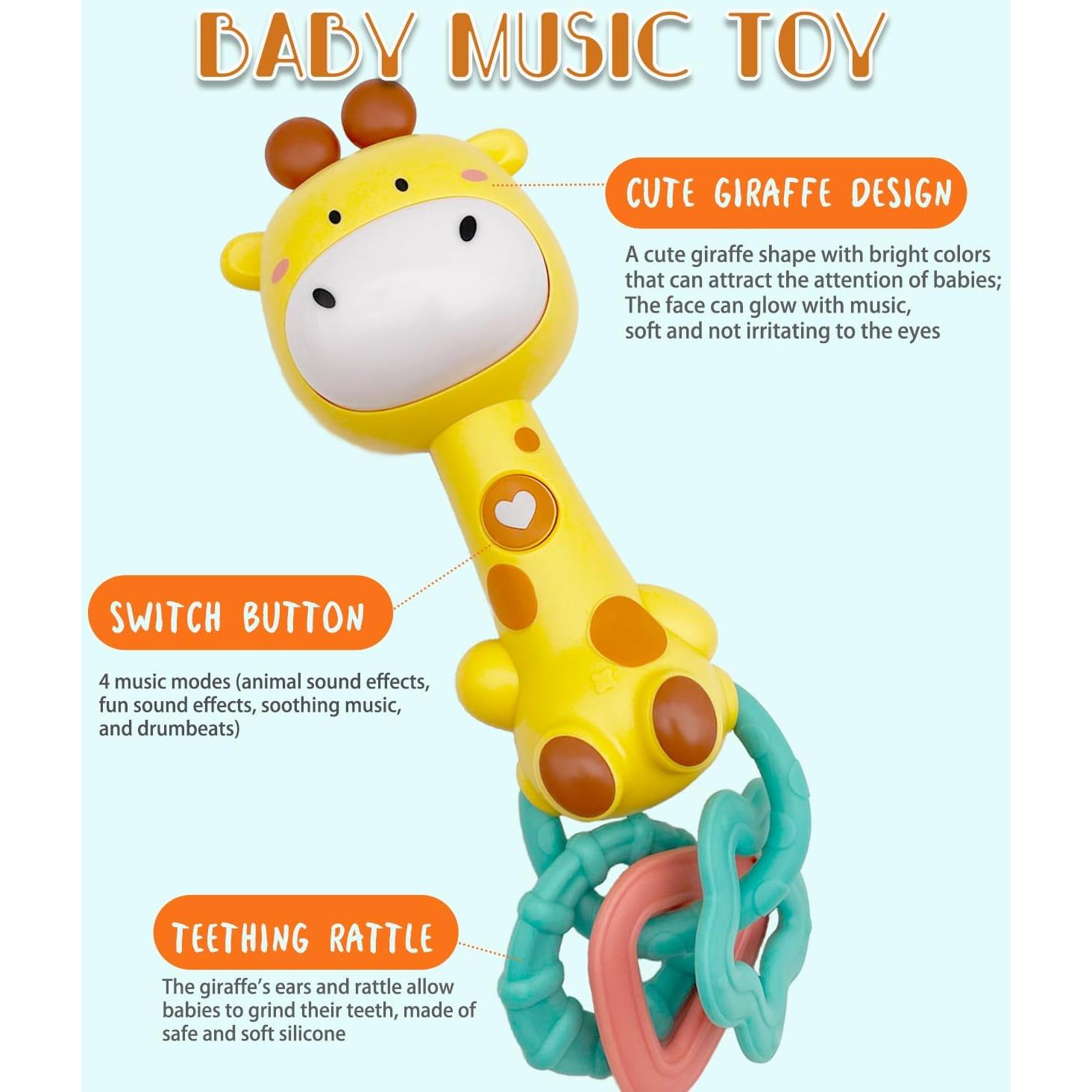 Juguete Musical Jirafa Amarilla WHNKFB para Bebés 6-18 Meses