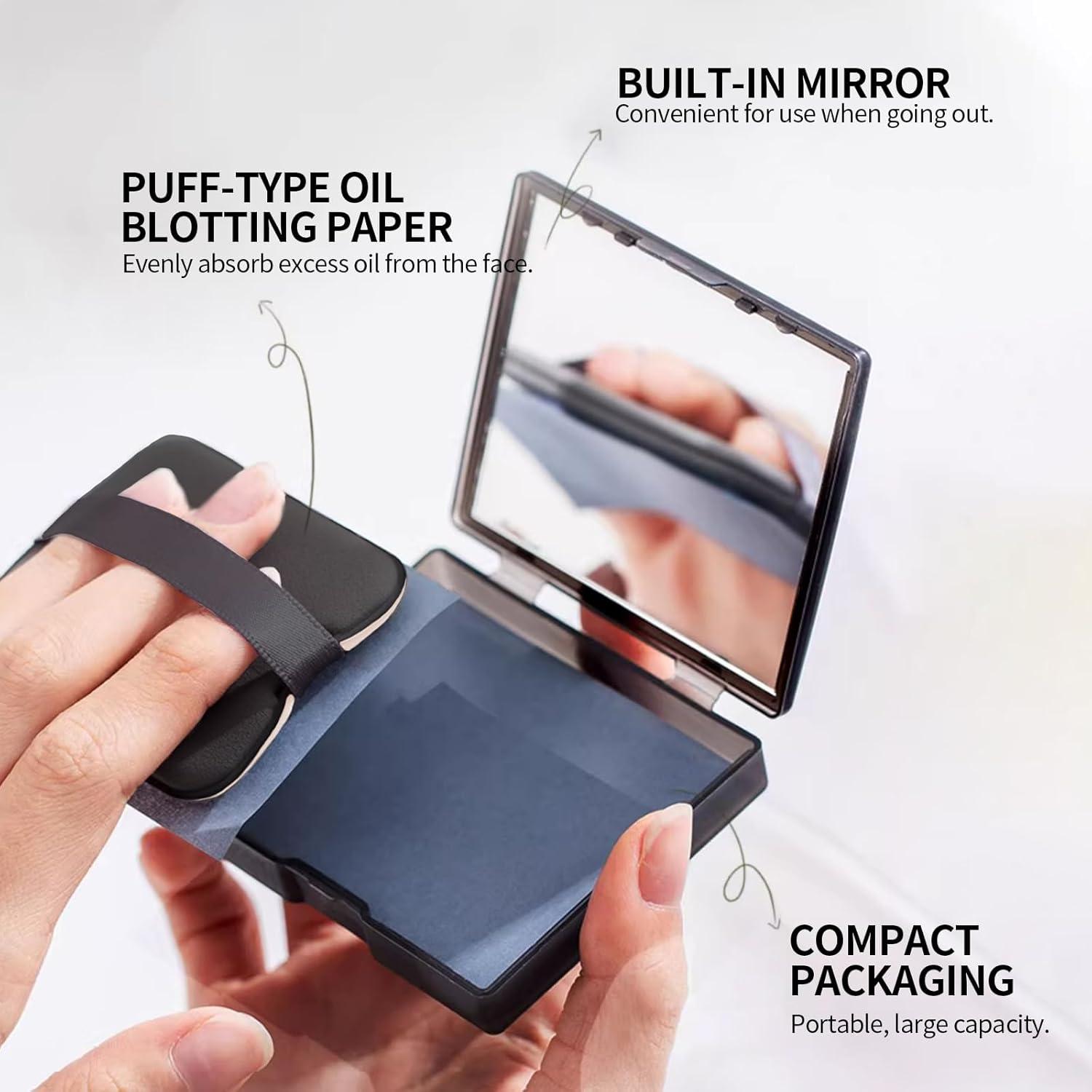 Hojas Absorbentes de Aceite Erinde 200 Hojas con Puff y Espejo