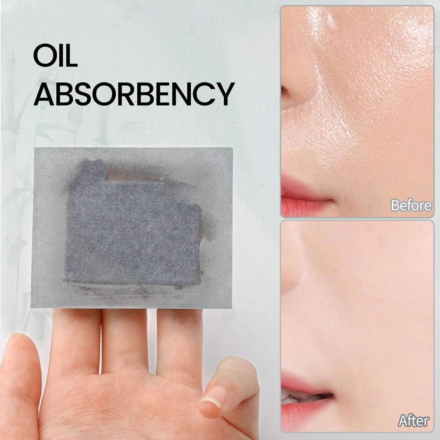 Hojas Absorbentes de Aceite Erinde 200 Hojas con Puff y Espejo