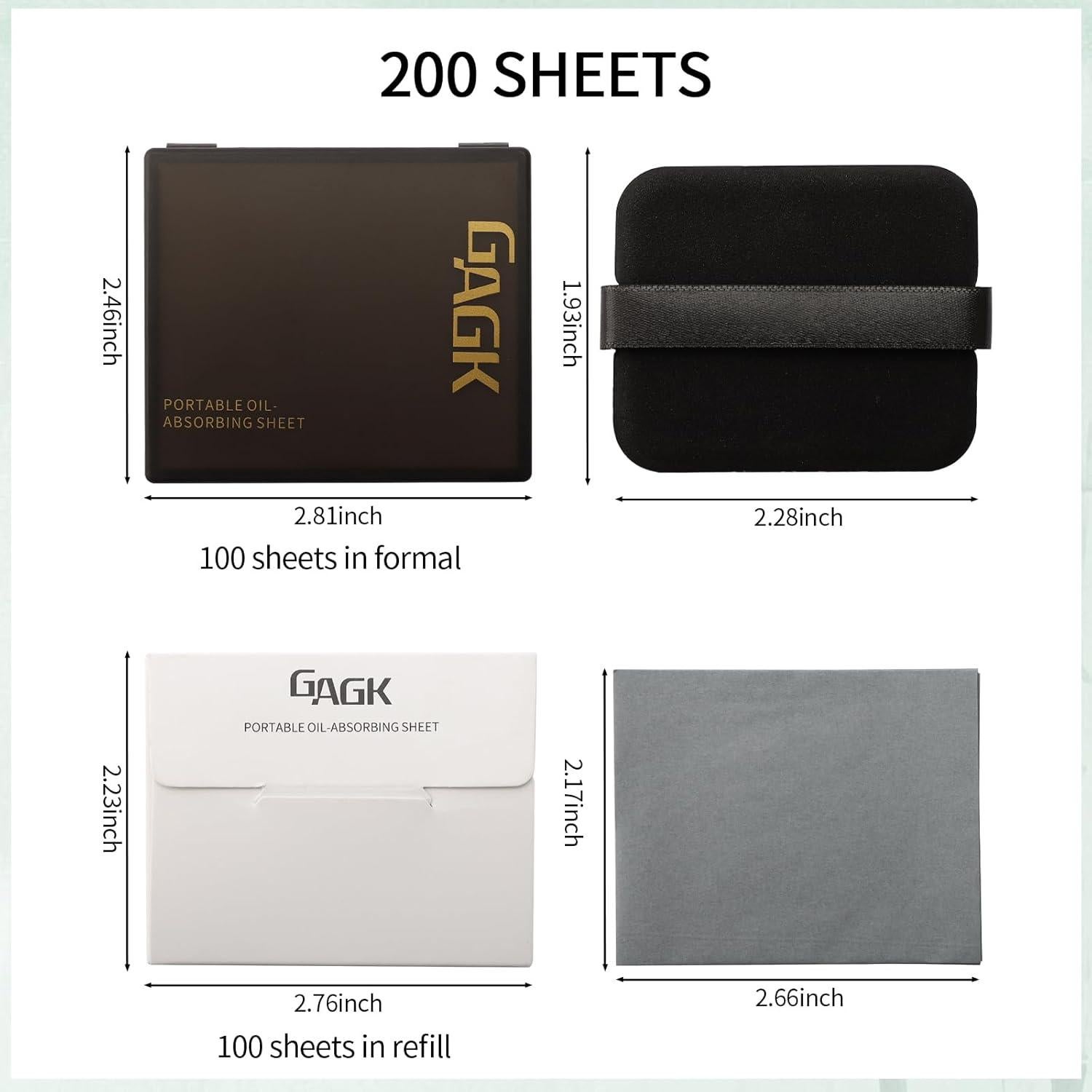 Hojas Absorbentes de Aceite Erinde 200 Hojas con Puff y Espejo