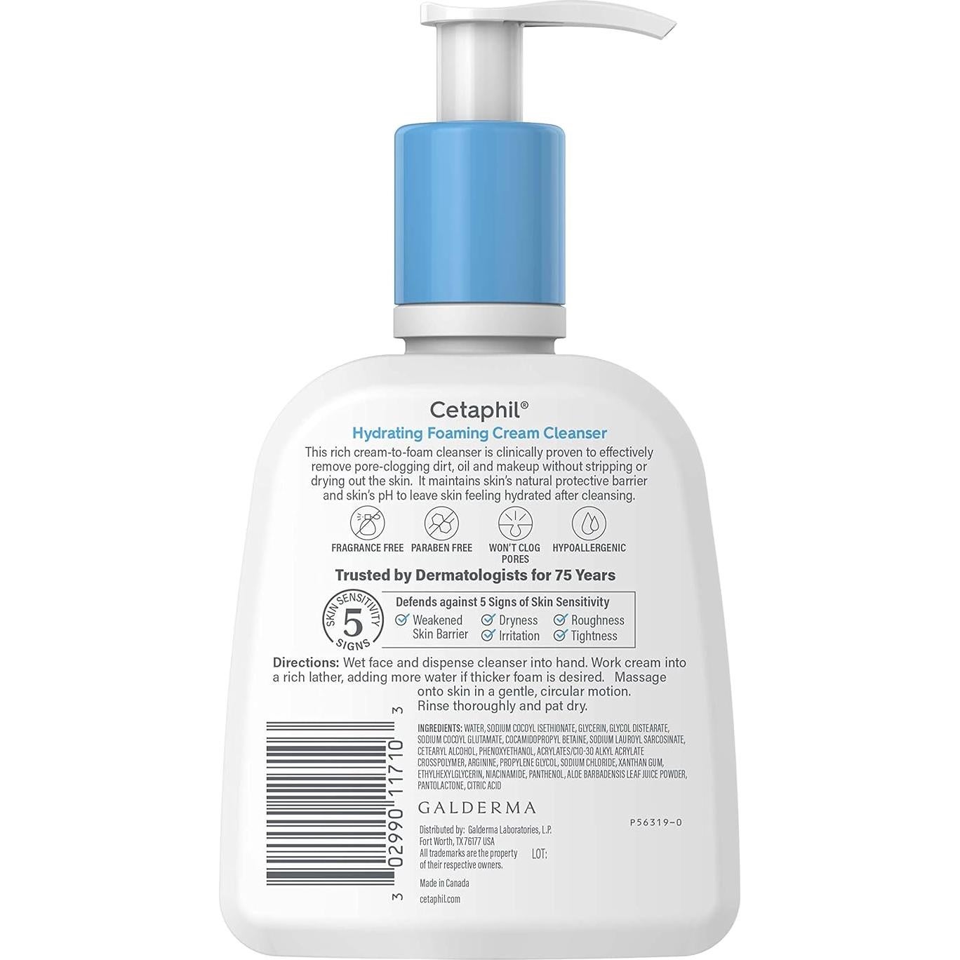 Limpiador Facial Cetaphil Crema Espumosa 236 ml Piel Sensible