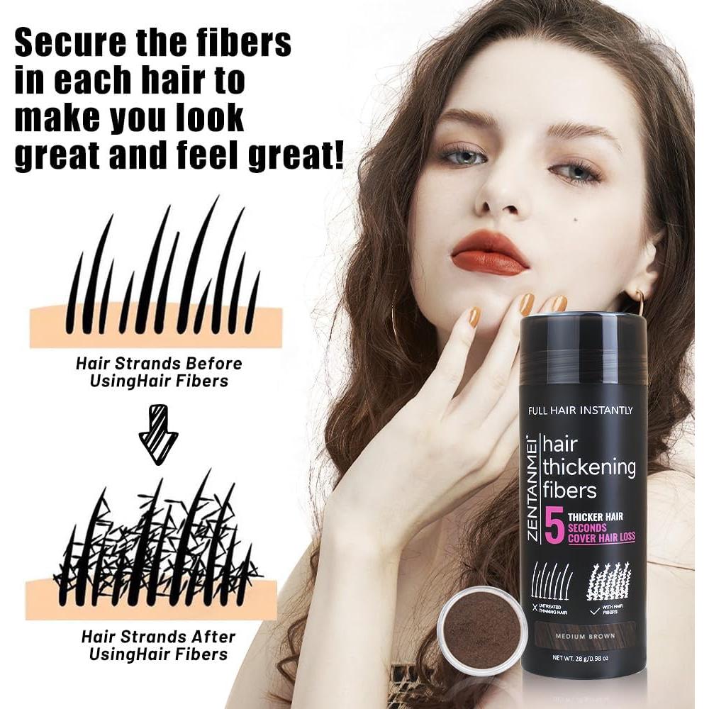 Fibras para Cabello Fino ZENTANMEI 28g Castaño Rojizo