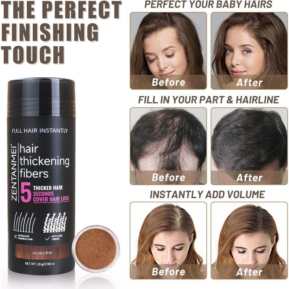 Fibras para Cabello Fino ZENTANMEI 28g Castaño Rojizo