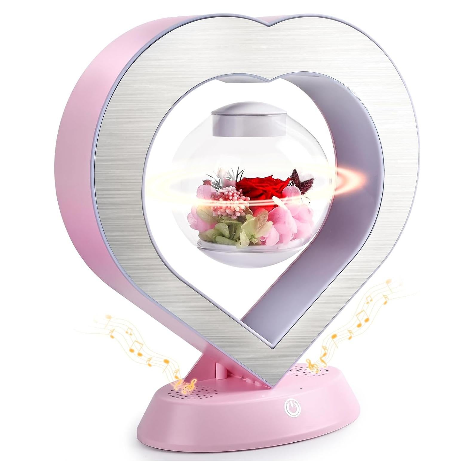 Lámpara de Mesa Levitante LoveLin con Rosa Preservada y Bluetooth